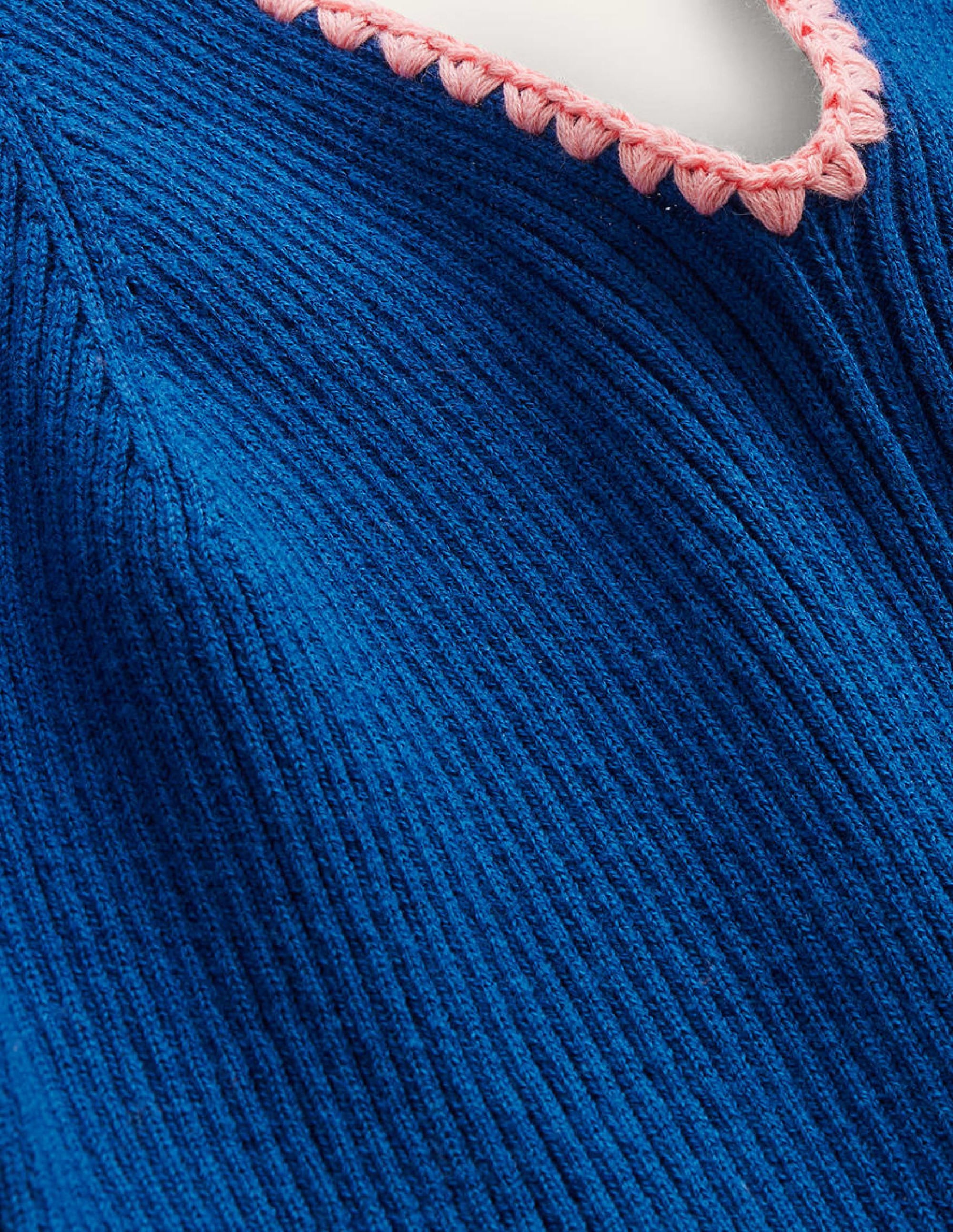 Robe côtelée à bordure crochetée-Saphir - Image 8