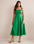 Sleeveless Panelled Midi Dress-Rich Emerald