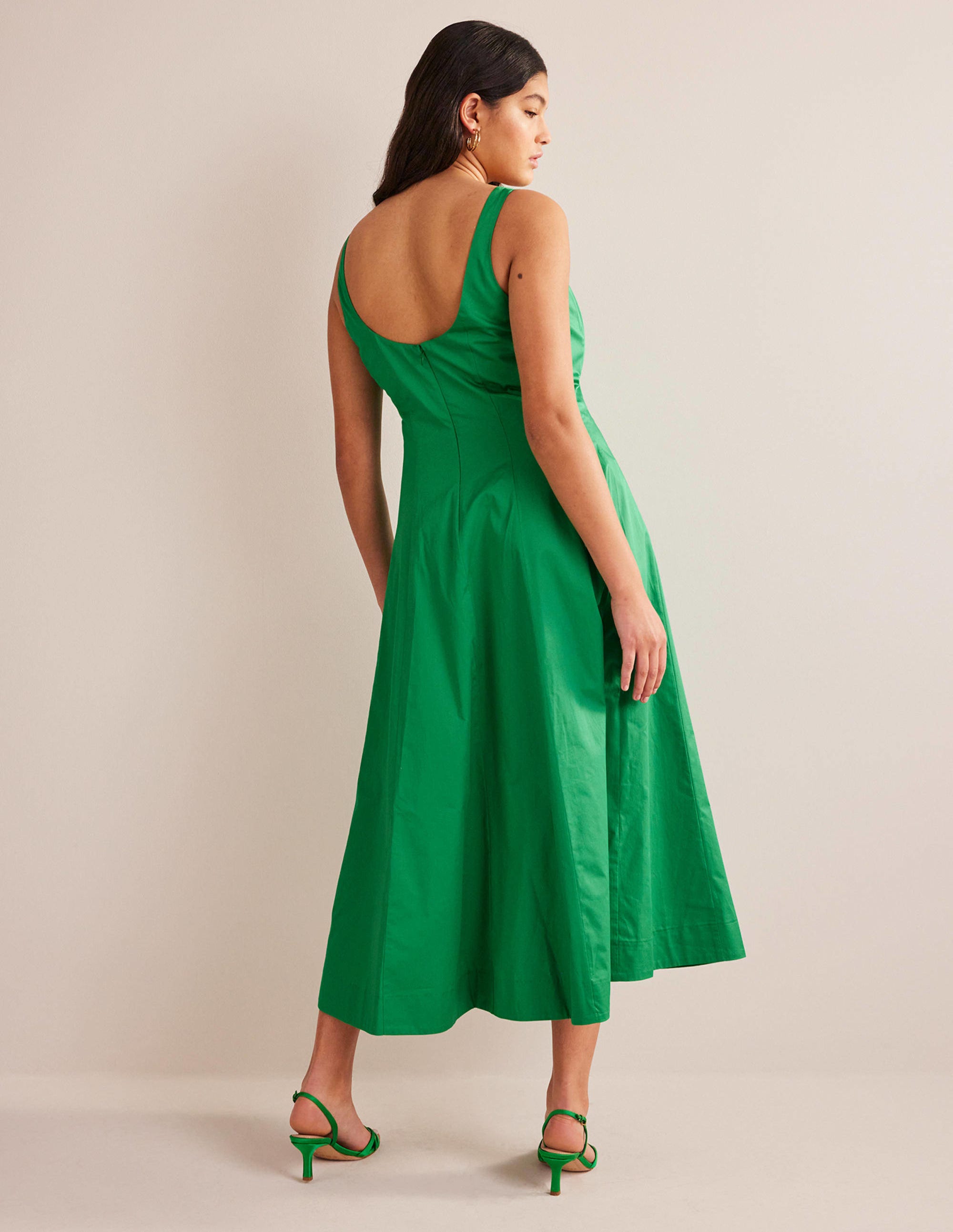 Robe midi sans manches à empiècements-Émeraude profond - Image 2