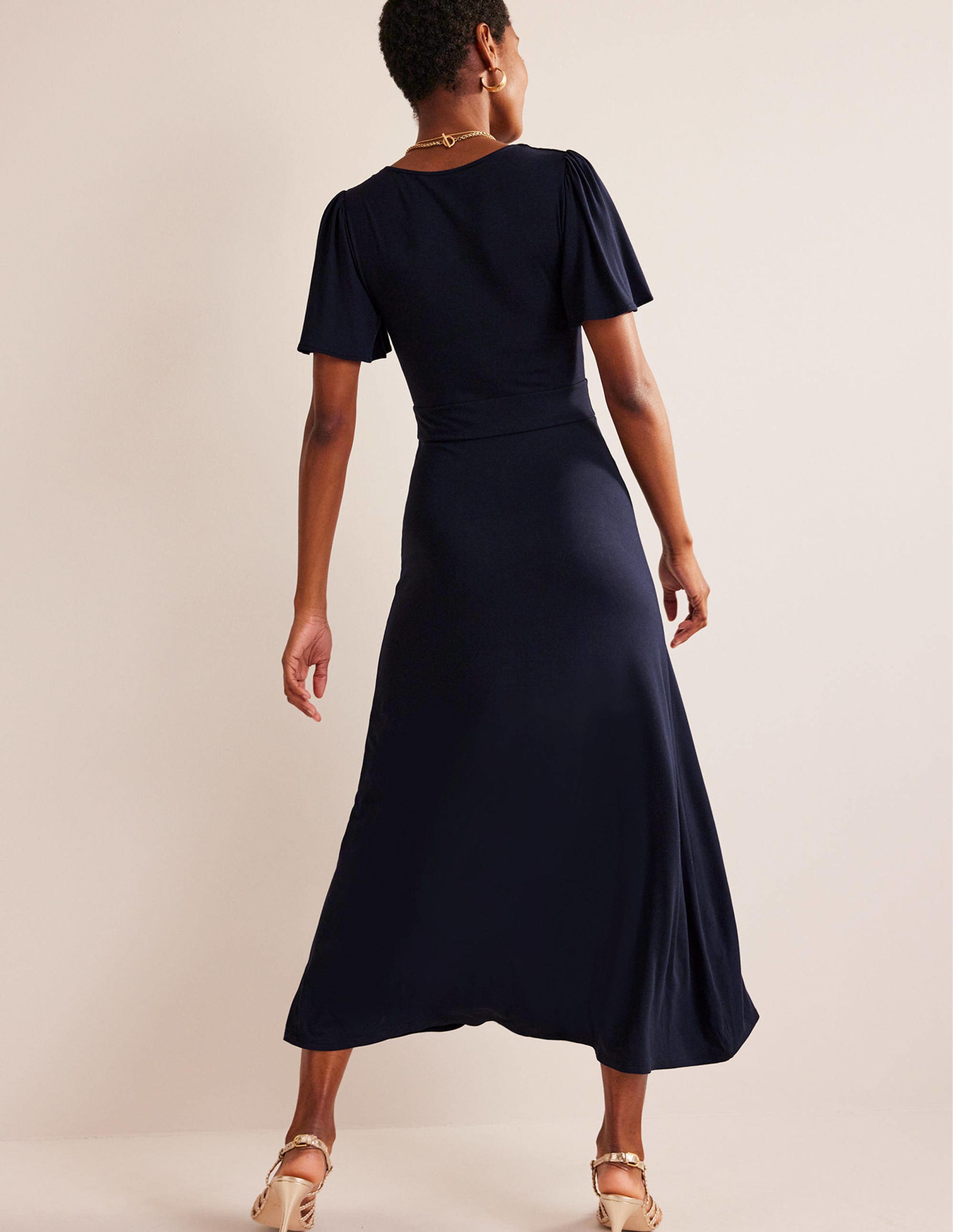Kleid mit V-Ausschnitt-Marineblau - Image 3