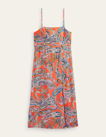 Trägerkleid in Säulenform mit Empire-Taille-Orangengelee, Paradise Pop-5