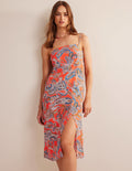Trägerkleid in Säulenform mit Empire-Taille-Orangengelee, Paradise Pop