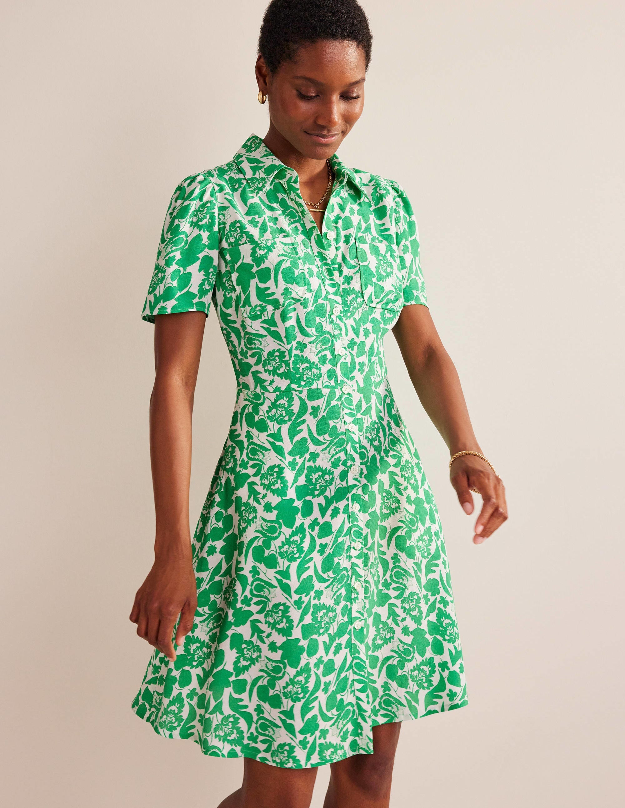 Robe-chemise Clara-Vert, motif Tulip Bloom - Image 4