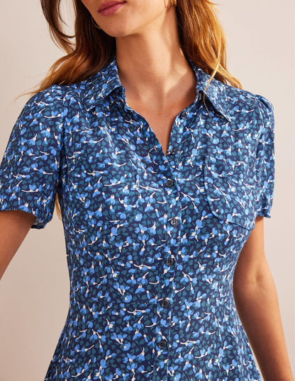 Clara Hemdblusenkleid-Französisches Marineblau, Flora