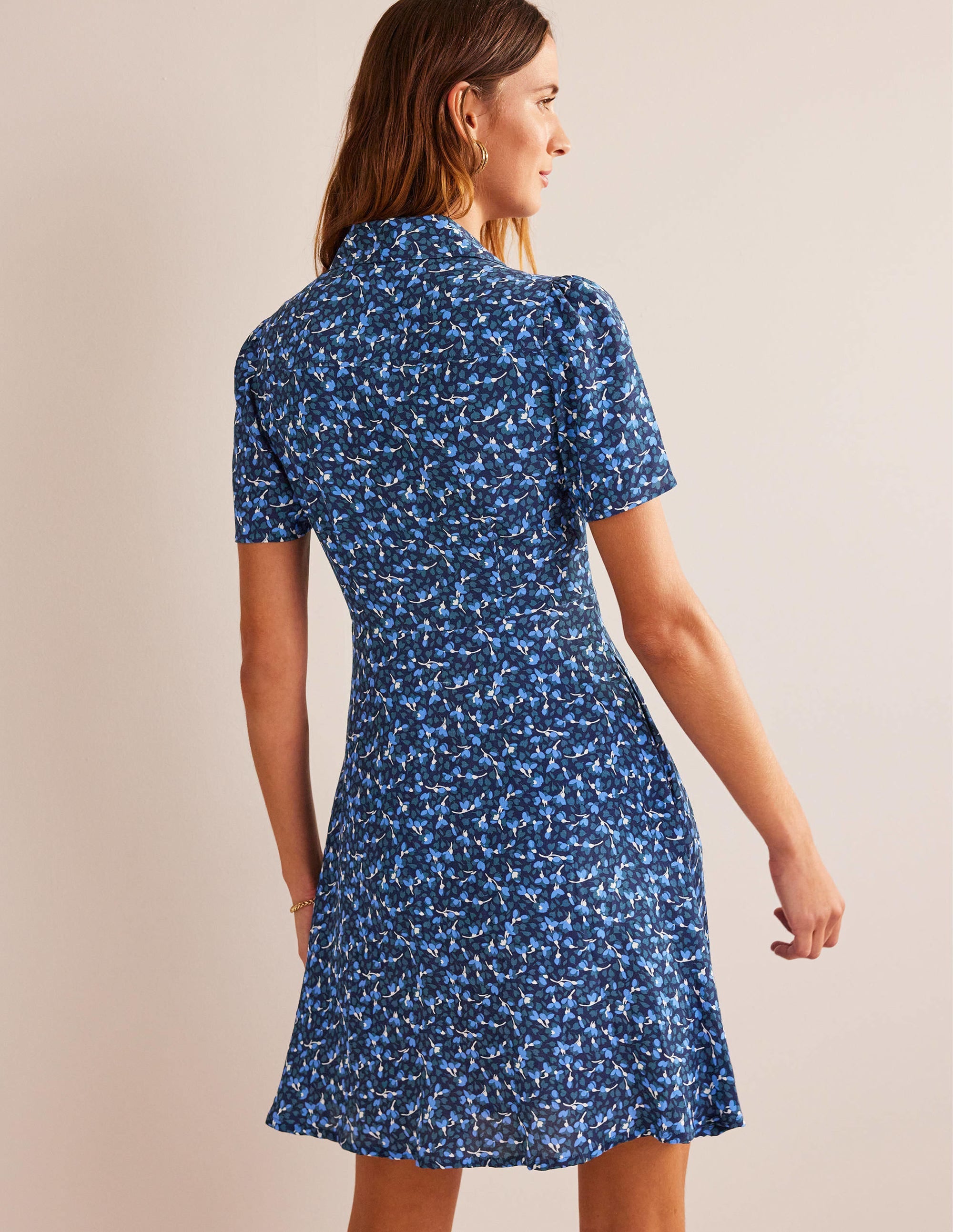 Robe-chemise Clara-Bleu marine foncé, motif Flora - Image 3