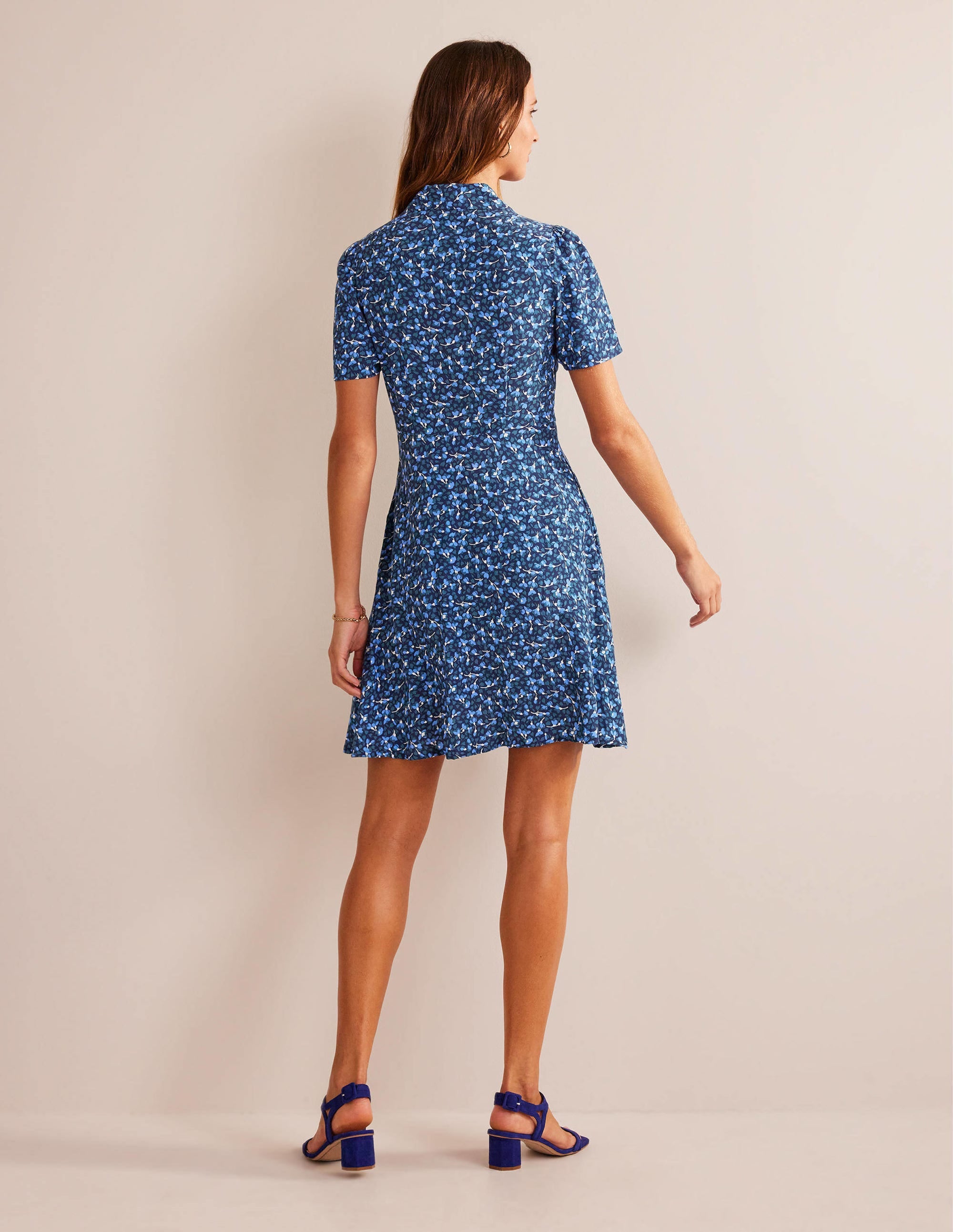 Robe-chemise Clara-Bleu marine foncé, motif Flora - Image 7