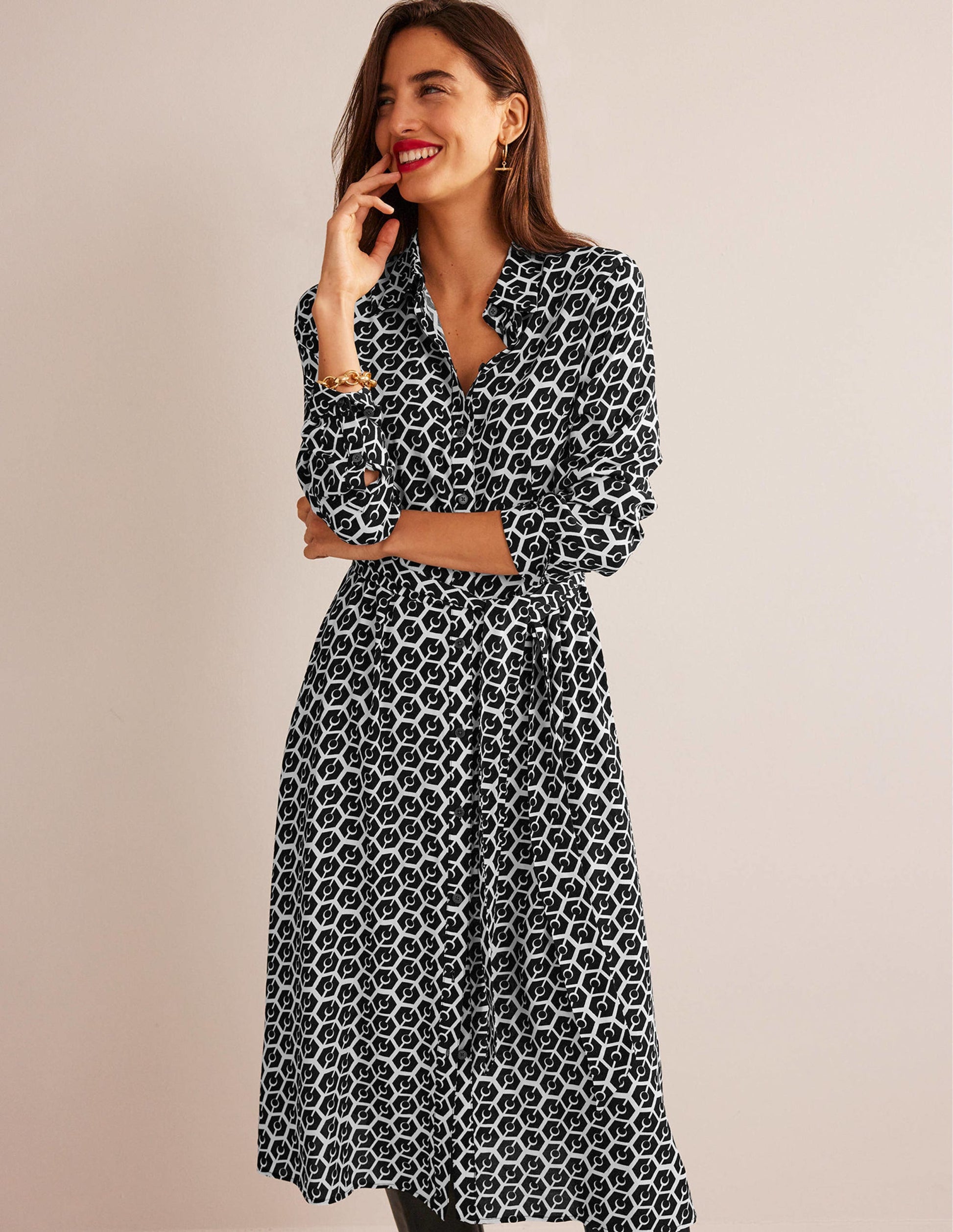 Kate Midi-Hemdblusenkleid-Schwarz, Reverie-1
