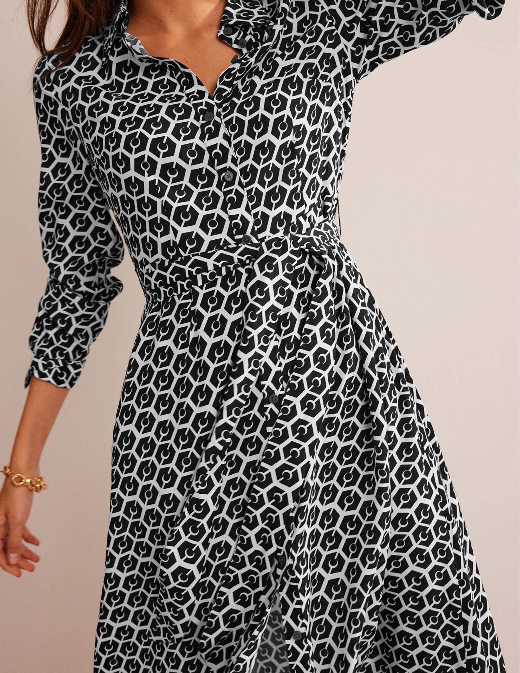 Kate Midi-Hemdblusenkleid-Schwarz, Reverie - Image 2