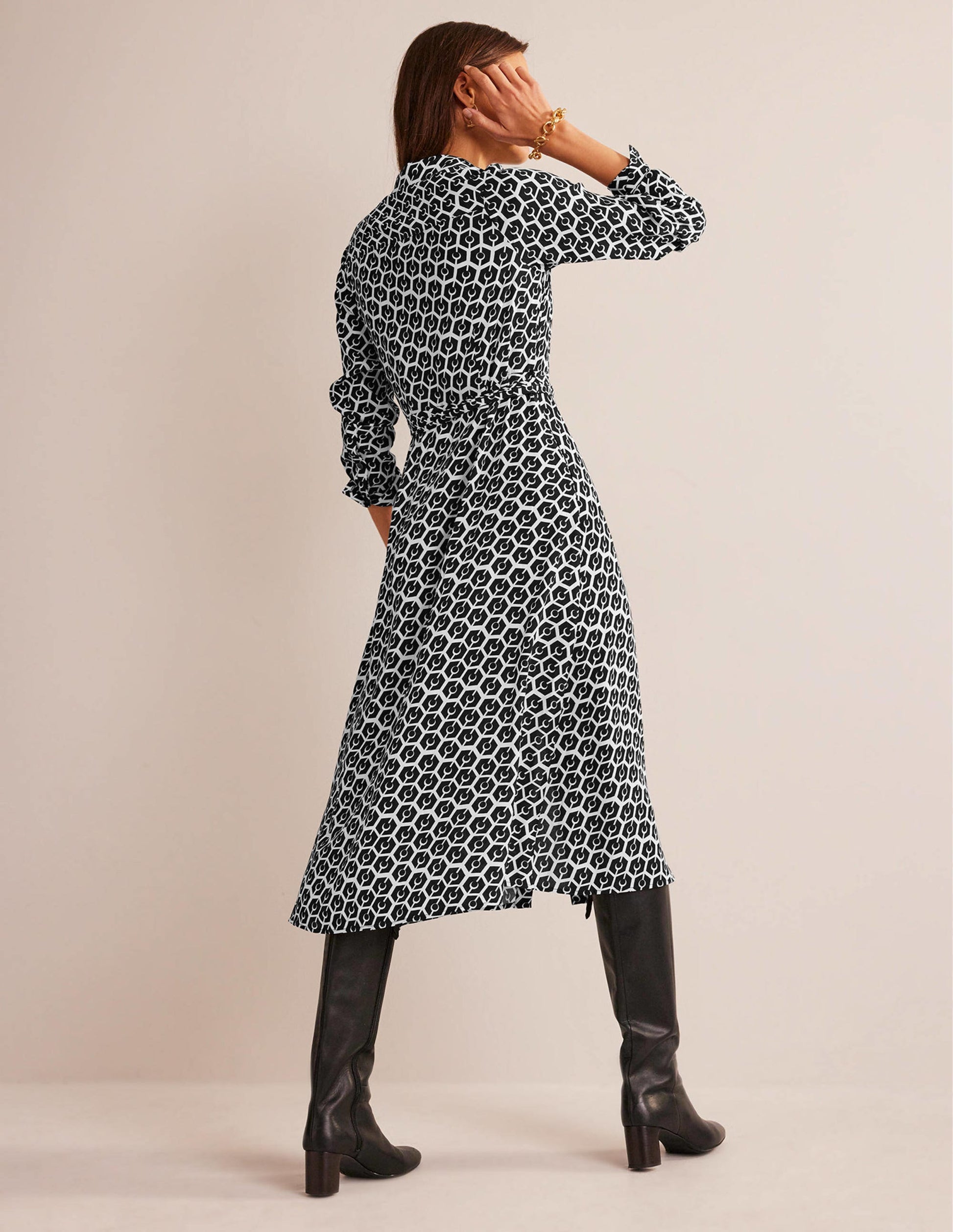 Kate Midi-Hemdblusenkleid-Schwarz, Reverie-3
