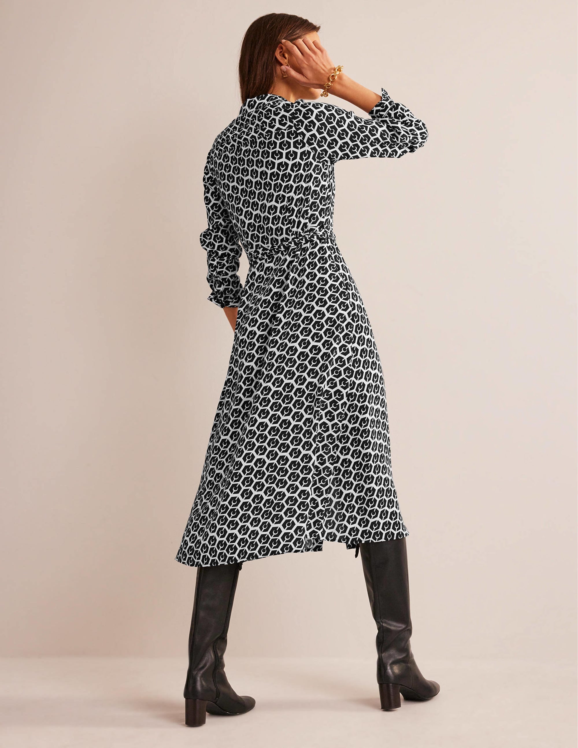 Kate Midi-Hemdblusenkleid-Schwarz, Reverie - Image 3