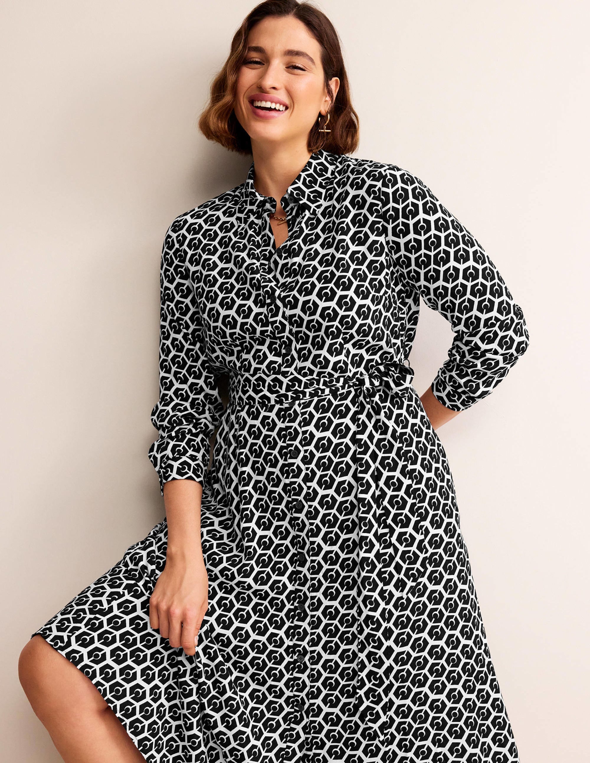 Kate Midi-Hemdblusenkleid-Schwarz, Reverie - Image 5