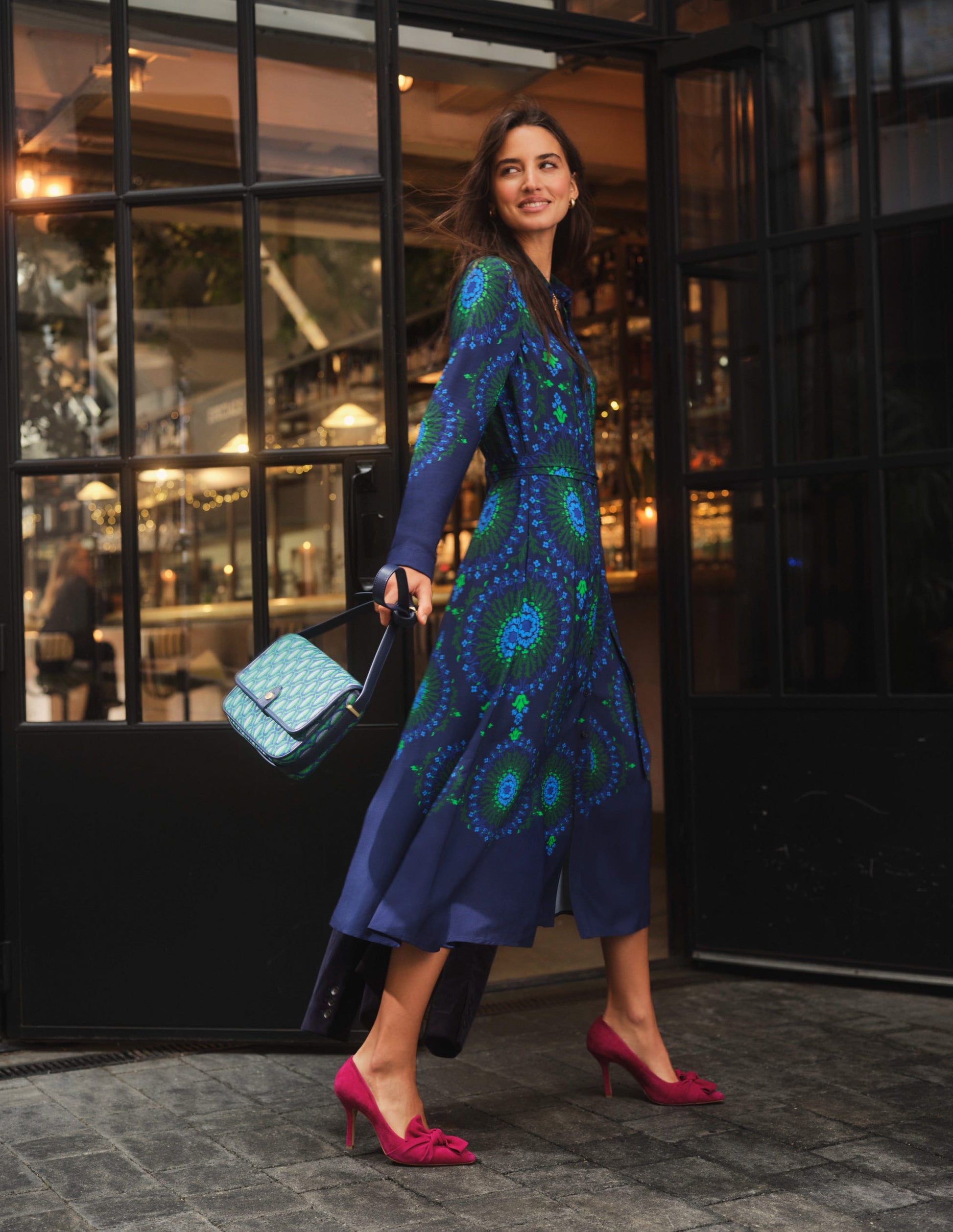 Kate Midi-Hemdblusenkleid-Französisches Marineblau, Artizian Geo-5