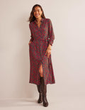 Robe-chemise midi Kate-Piment fort, motif Petal Pop