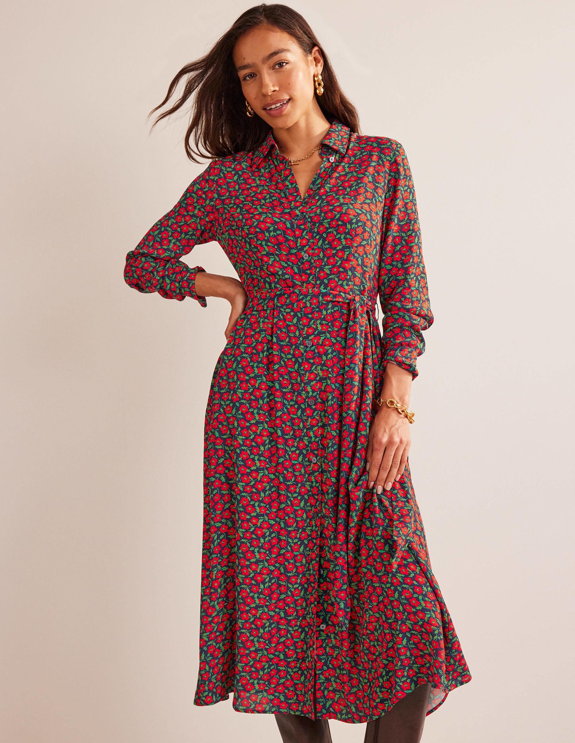 Robe-chemise midi Kate-Piment fort, motif Petal Pop - Image 5