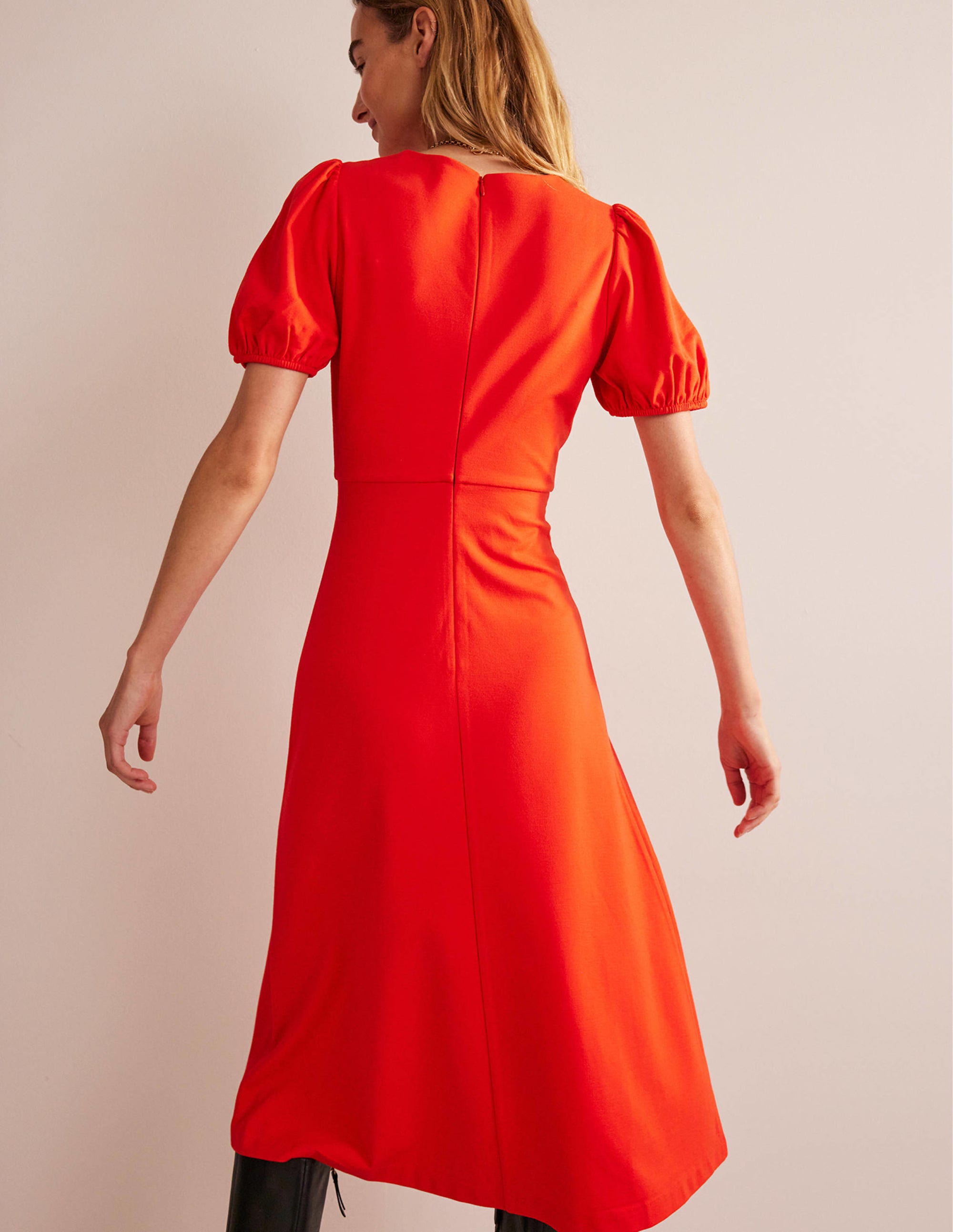 Nancy Ponte Midi Dress-Fiesta Orange - Image 3