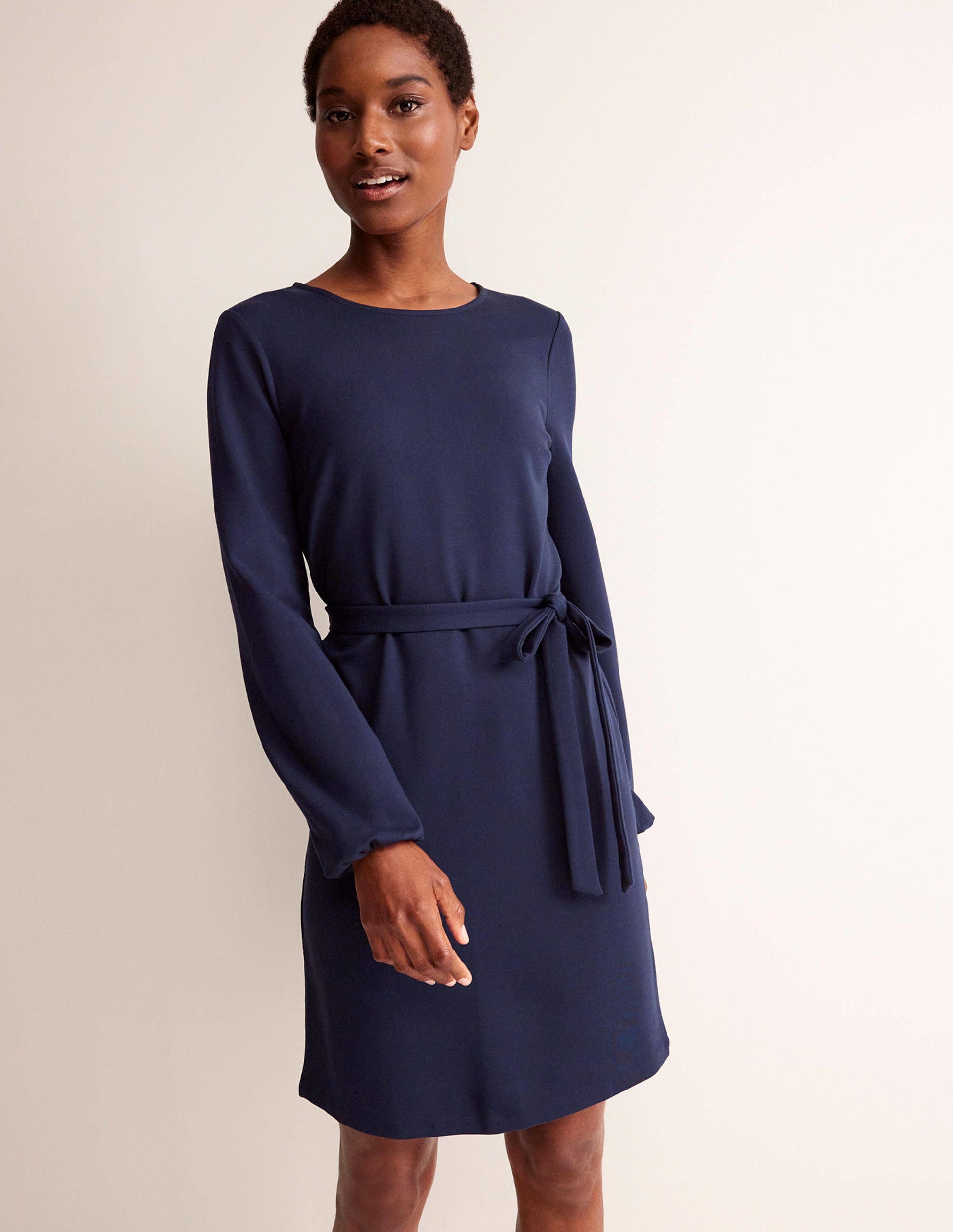 Robe droite Violet en point de Rome-Bleu marine-1
