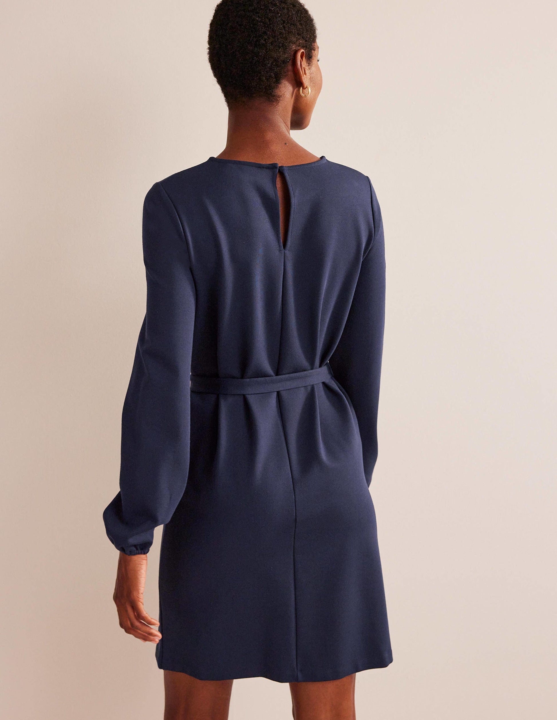 Robe droite Violet en point de Rome-Bleu marine-3