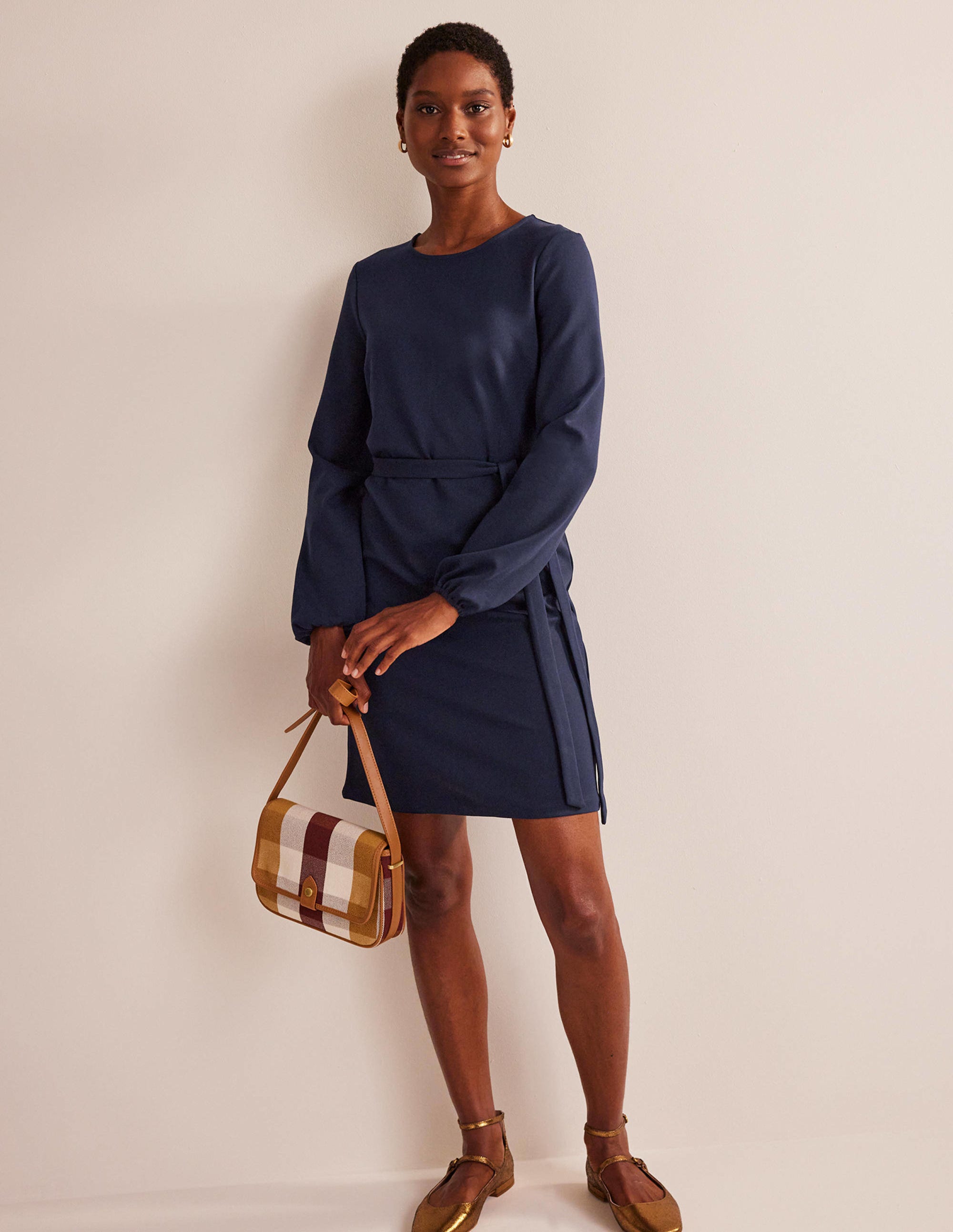 Robe droite Violet en point de Rome-Bleu marine - Image 4
