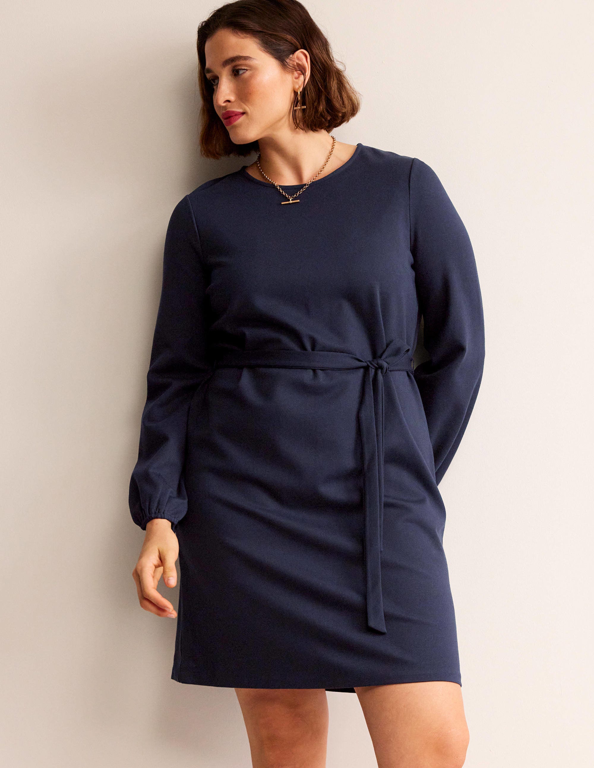 Robe droite Violet en point de Rome-Bleu marine - Image 5