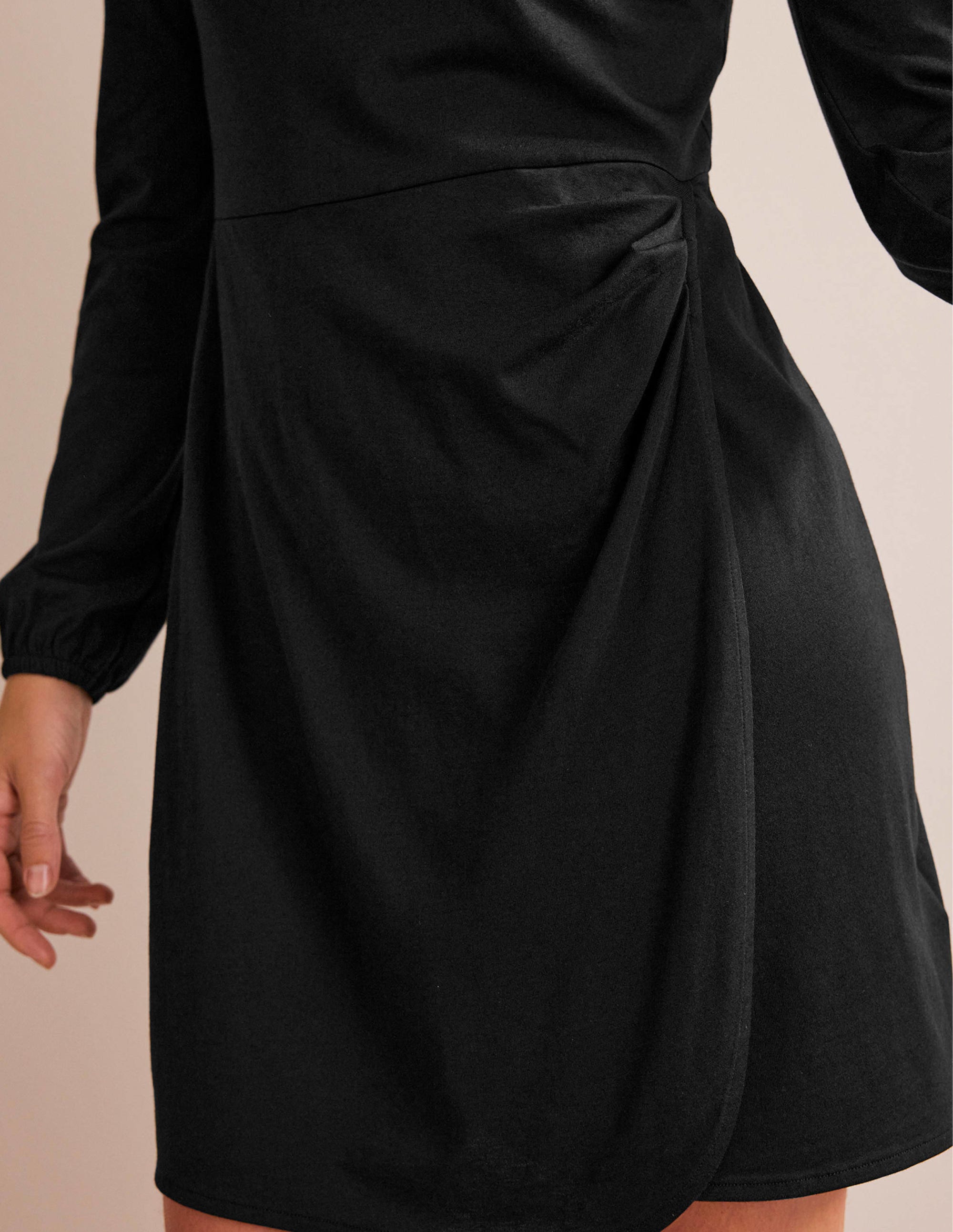 Mini-robe effet portefeuille en jersey-Noir - Image 2