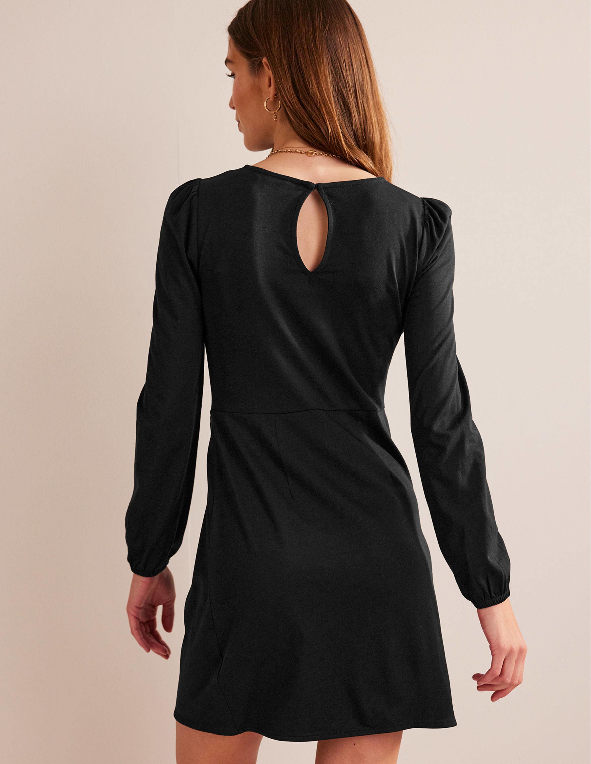 Mini-robe effet portefeuille en jersey-Noir - Image 3
