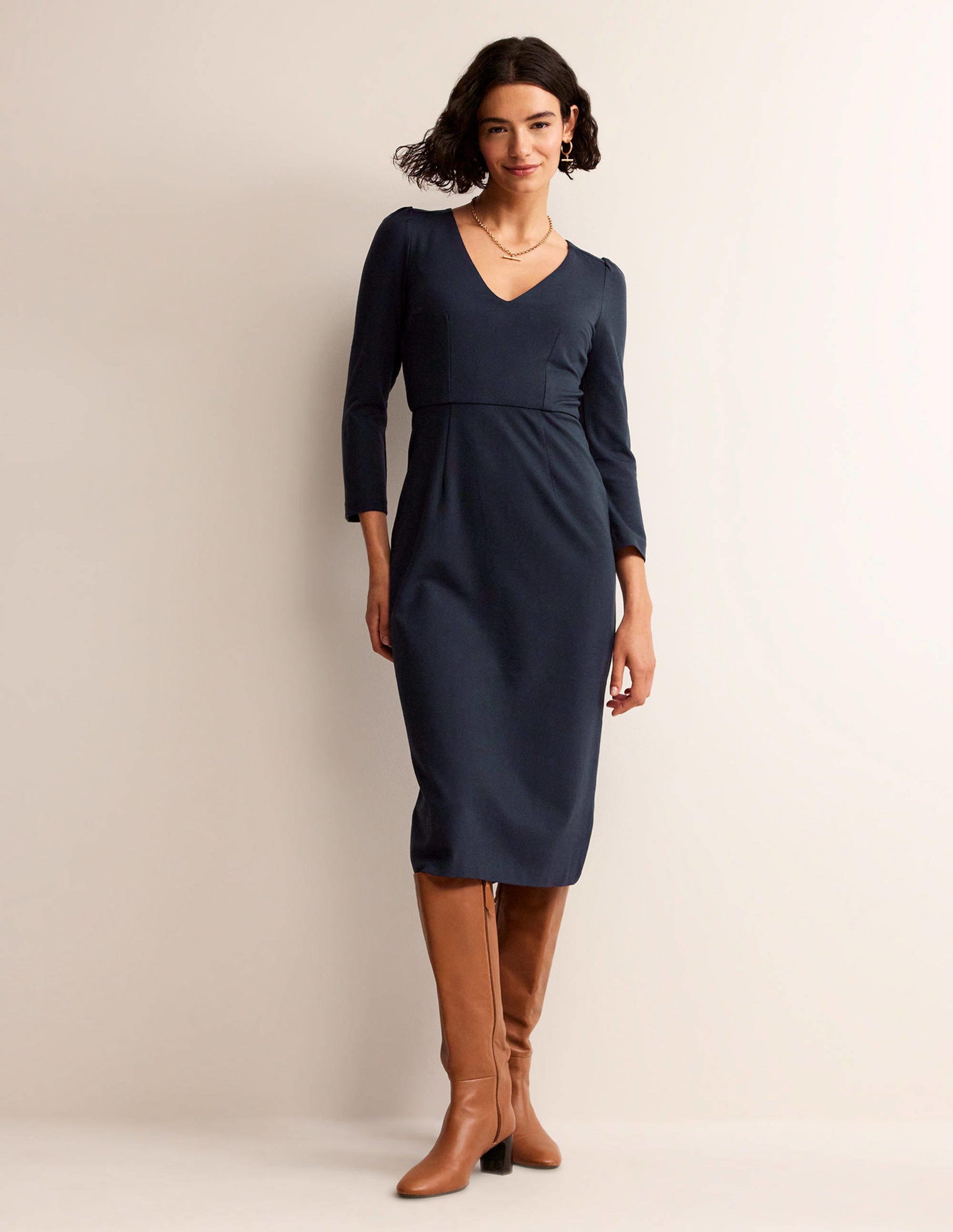 Bethany Jersey-Midikleid-Marineblau-1