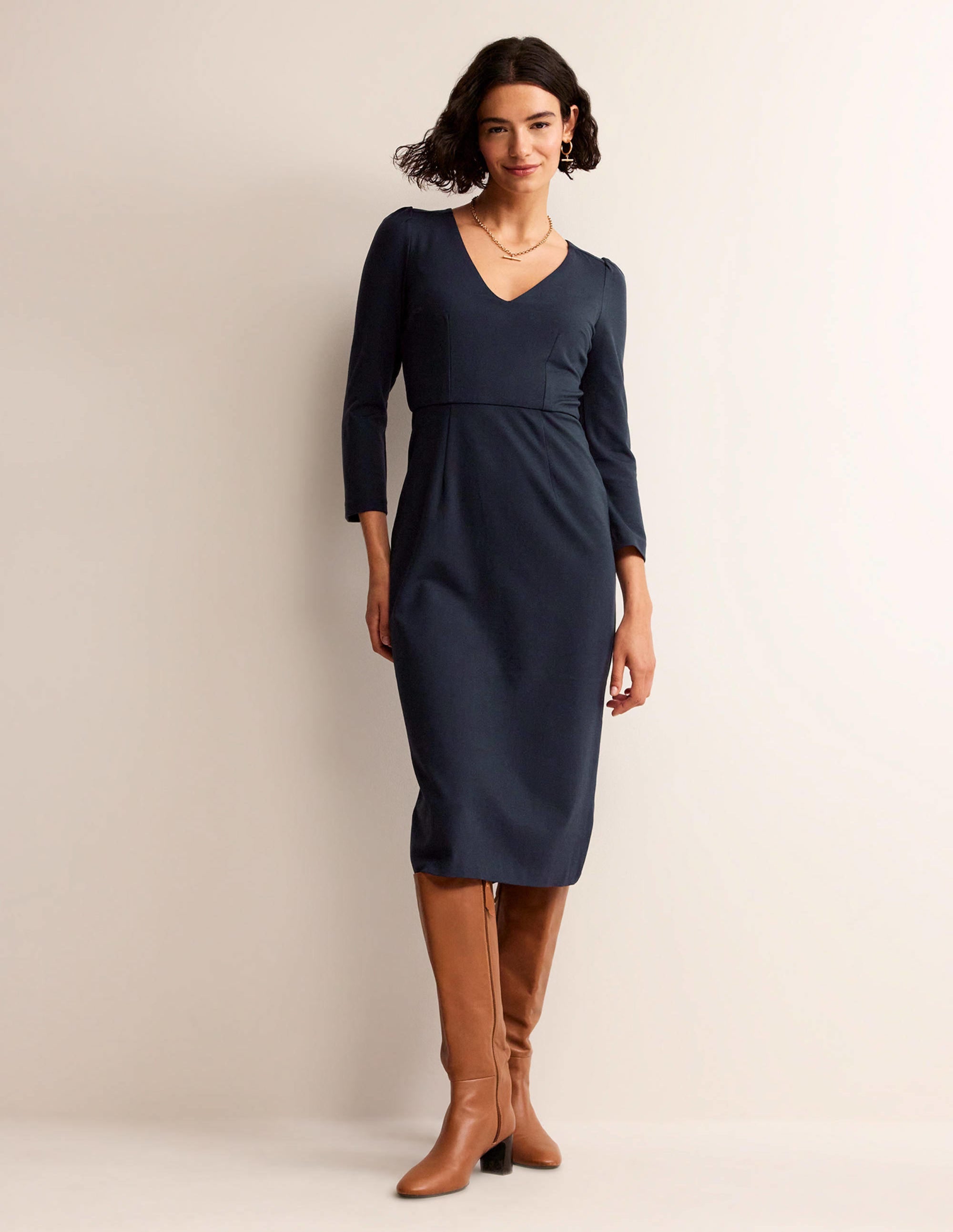 Bethany Jersey-Midikleid-Marineblau - Image 1