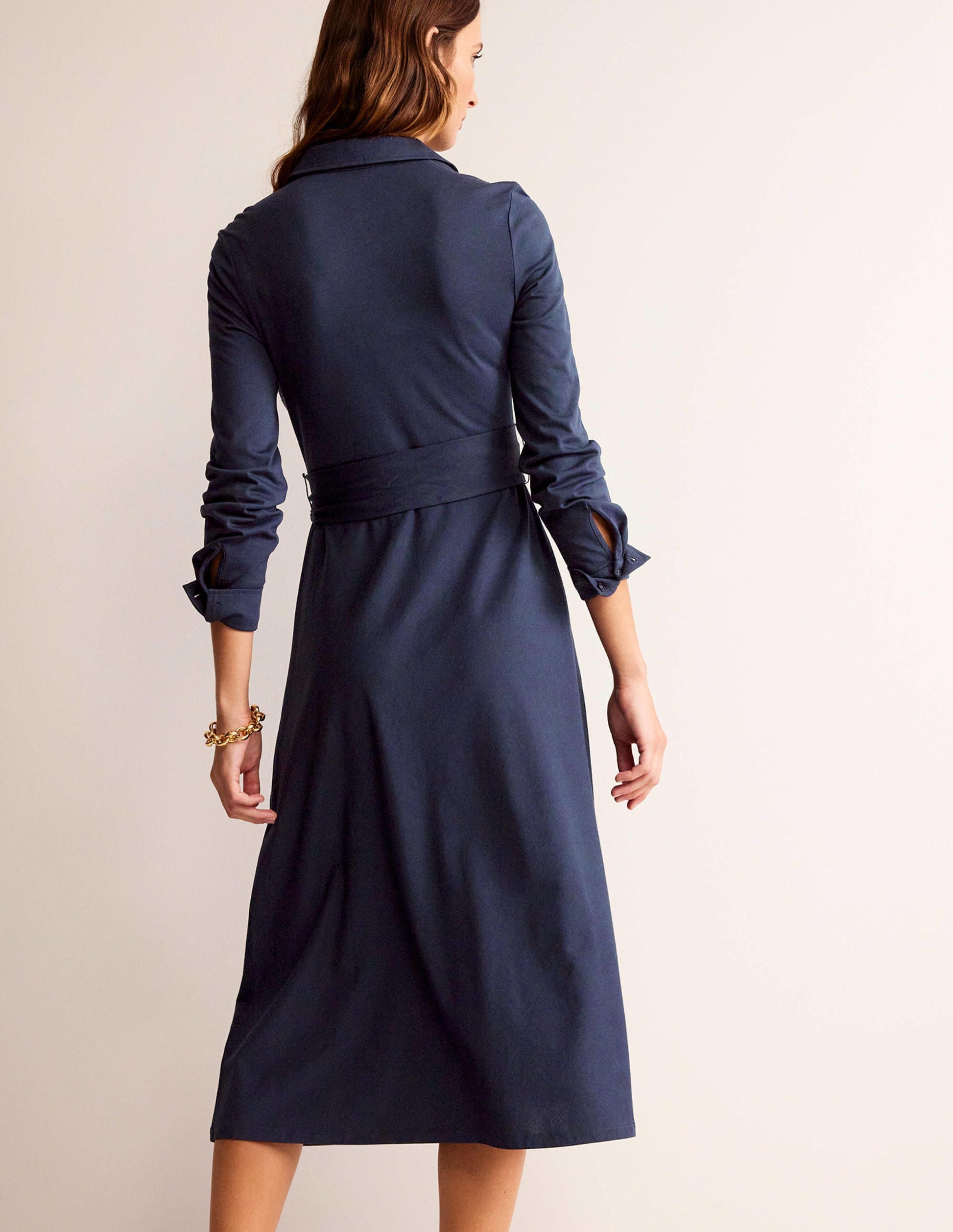 Laura Jersey Midi Shress-Navy-3