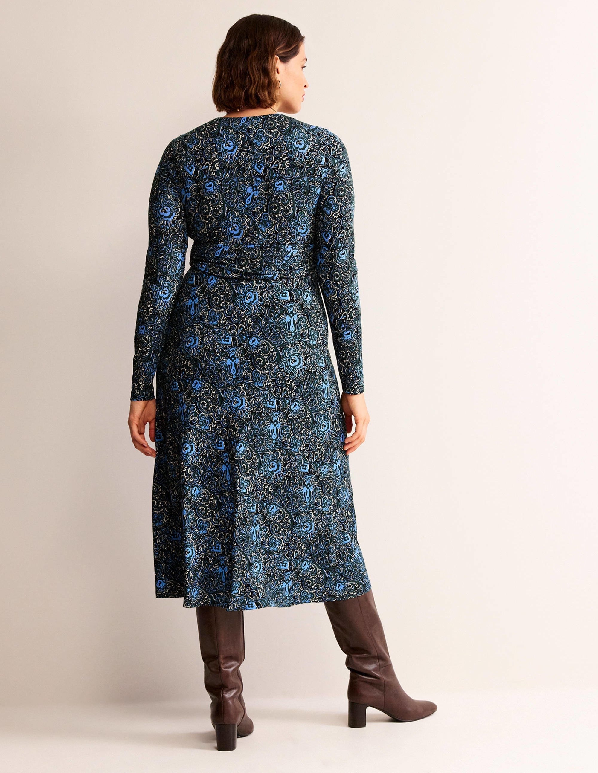 Robe midi Elodie à taille empire-Émeraude nocturne, motif Botanic Terrace - Image 8