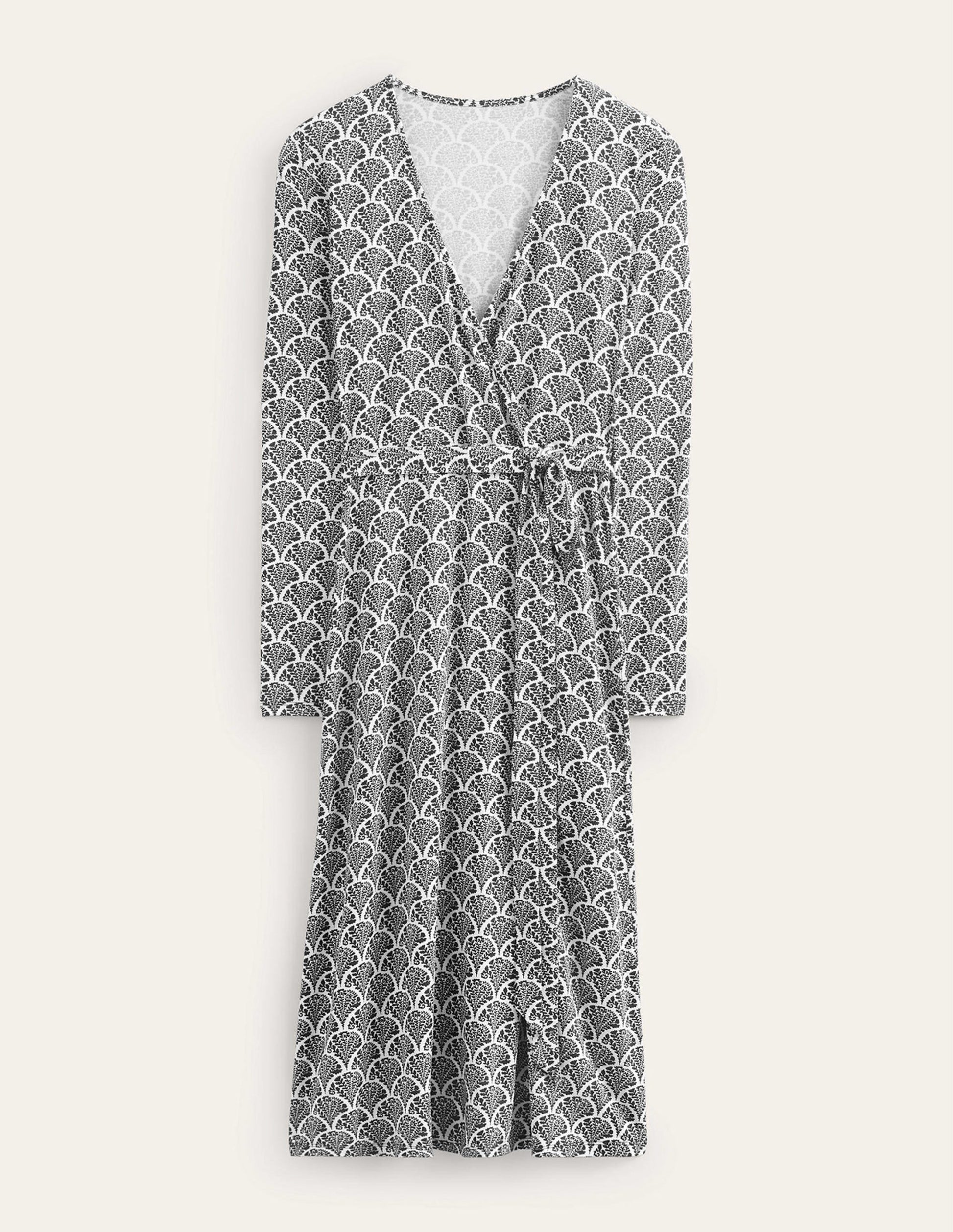 Nina Jersey-Midikleid-Schwarz, Blütenmuster-5