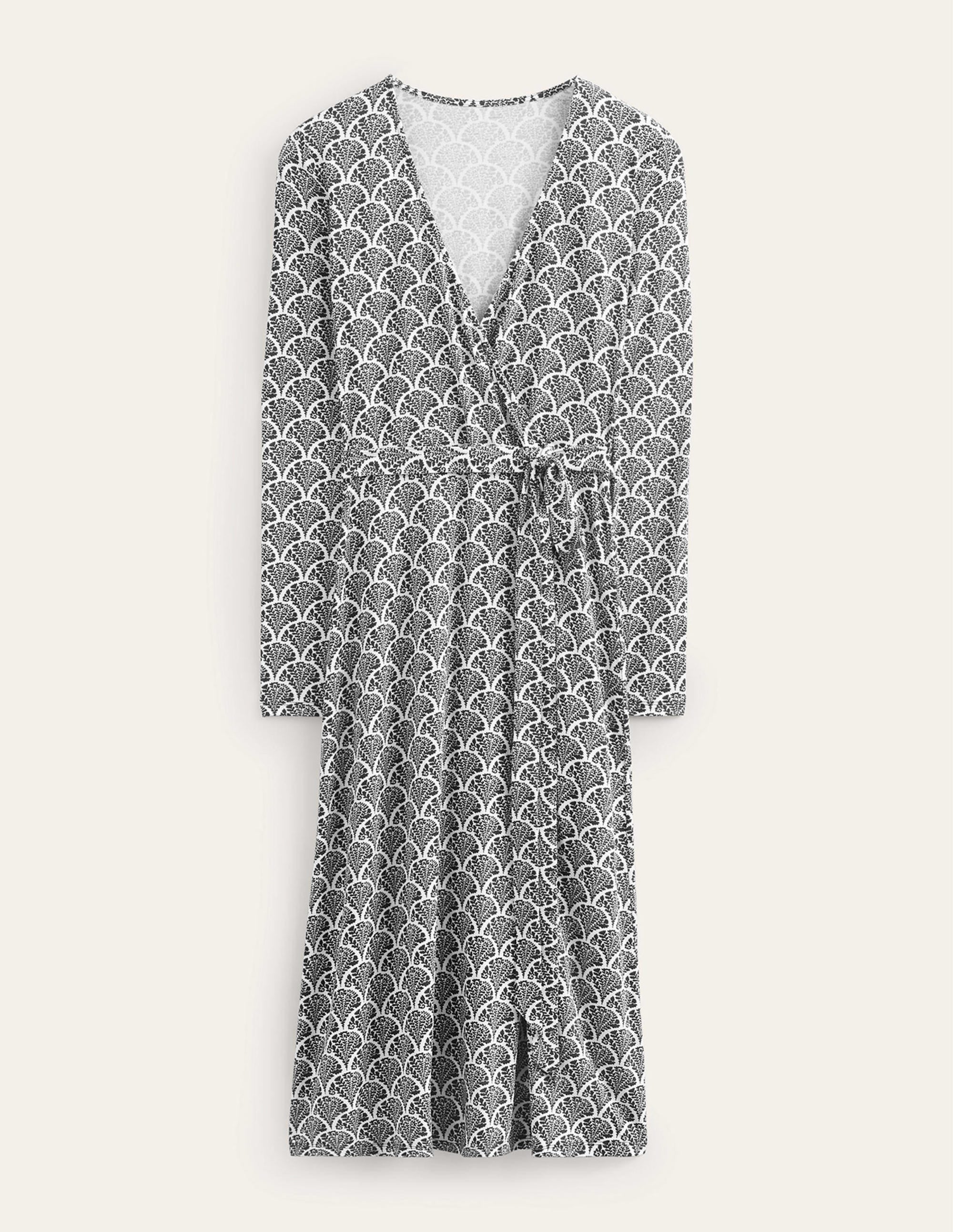 Nina Jersey-Midikleid-Schwarz, Blütenmuster - Image 5