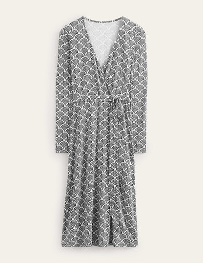 Nina Jersey-Midikleid-Schwarz, Blütenmuster-5