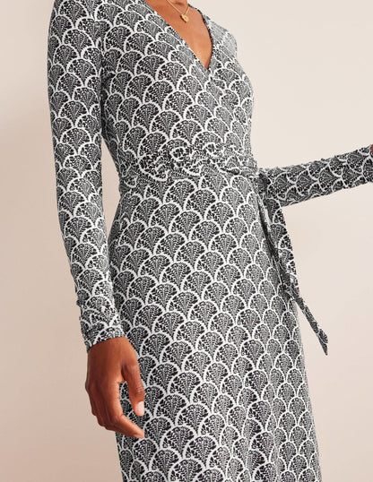 Nina Jersey-Midikleid-Schwarz, Blütenmuster-2