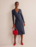 Nina Jersey-Midikleid-Marineblau