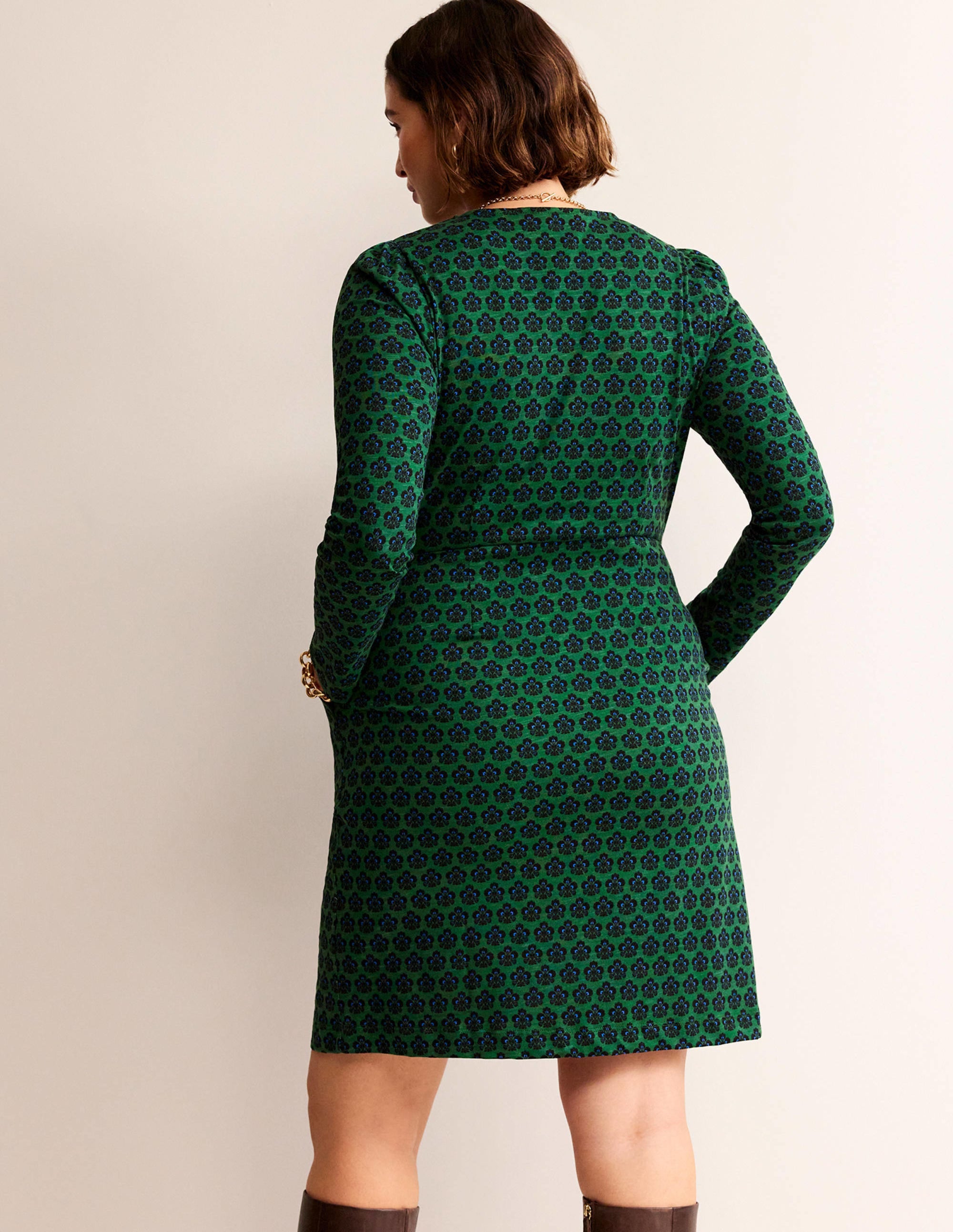 Robe Penelope en jersey-Vert amazone, motif Carnation Stamp - Image 6