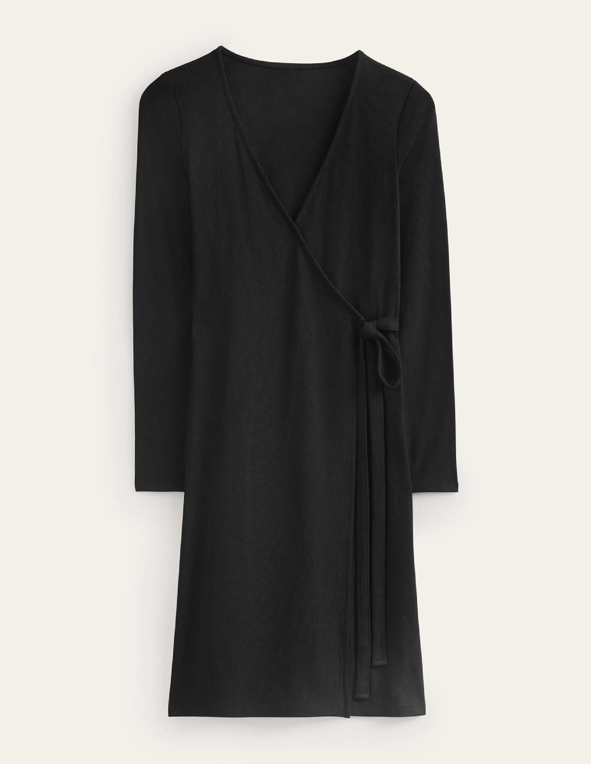 Wickelkleid aus Rippstrick-Jersey-Schwarz - Image 5