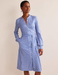 Julia Hemdblusenkleid aus Jersey-Cyanblau, Block Cube