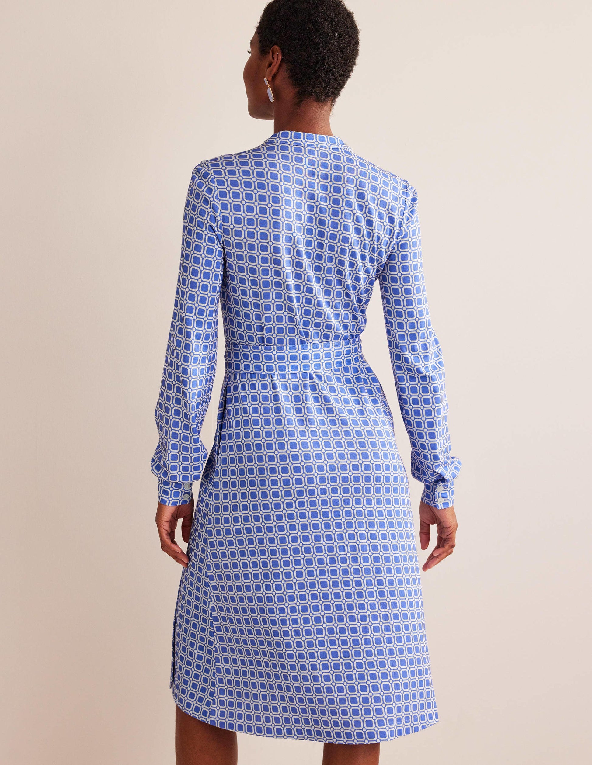 Julia Hemdblusenkleid aus Jersey-Cyanblau, Block Cube-3