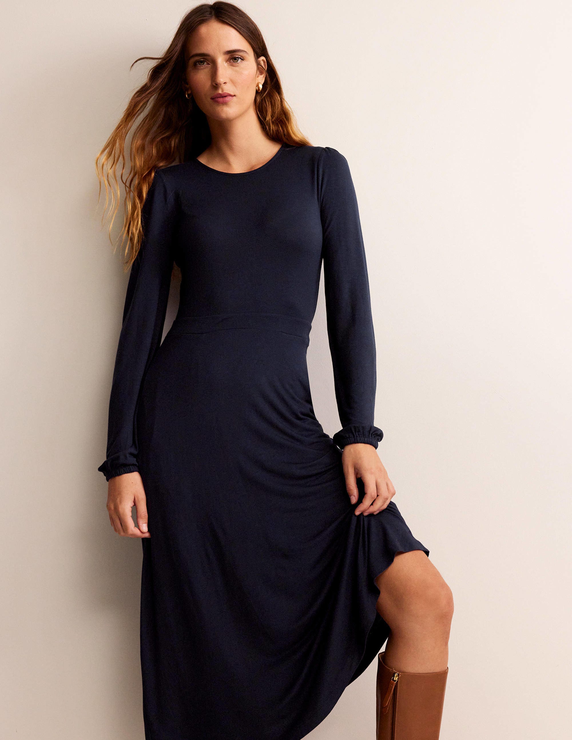 Camille Jersey Midi Dress-Navy - Image 1