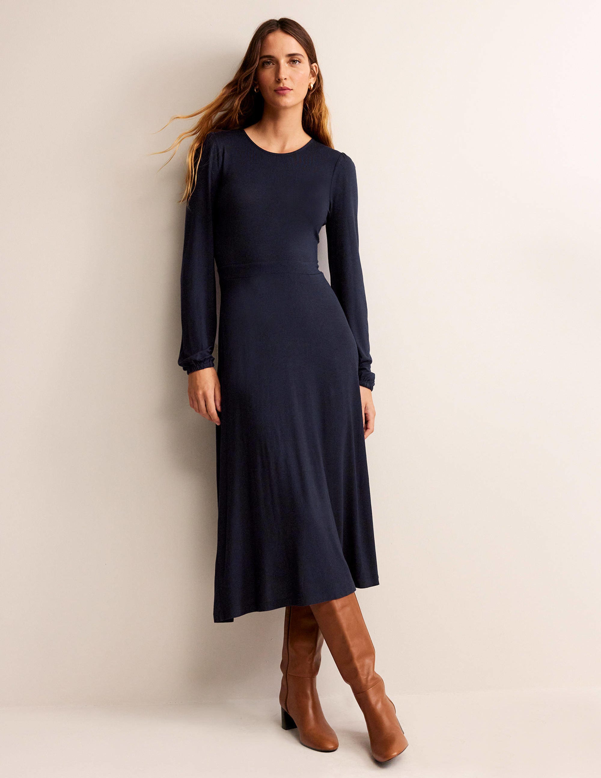 Camille Jersey Midi Dress-Navy - Image 2