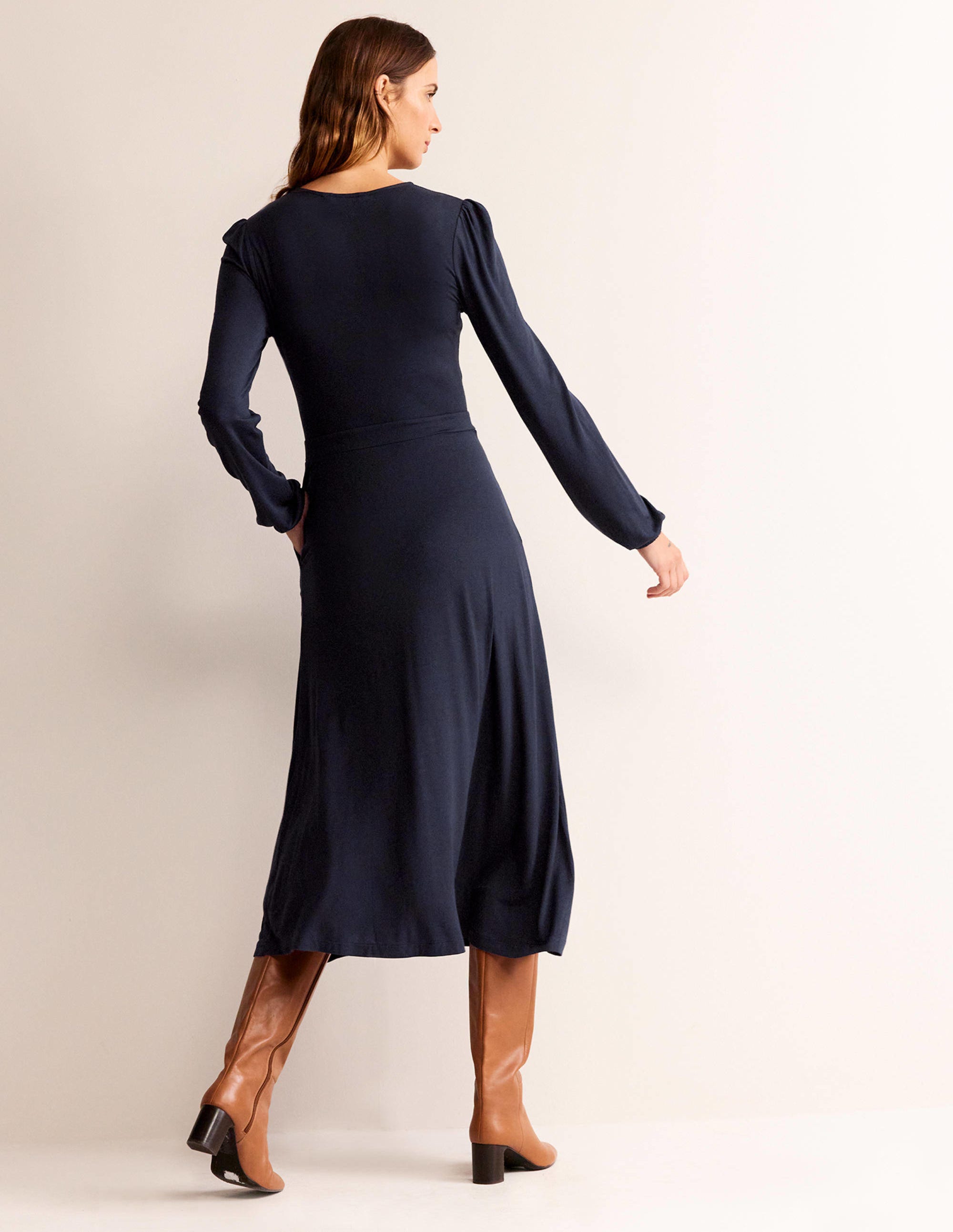 Camille Jersey Midi Dress-Navy - Image 4