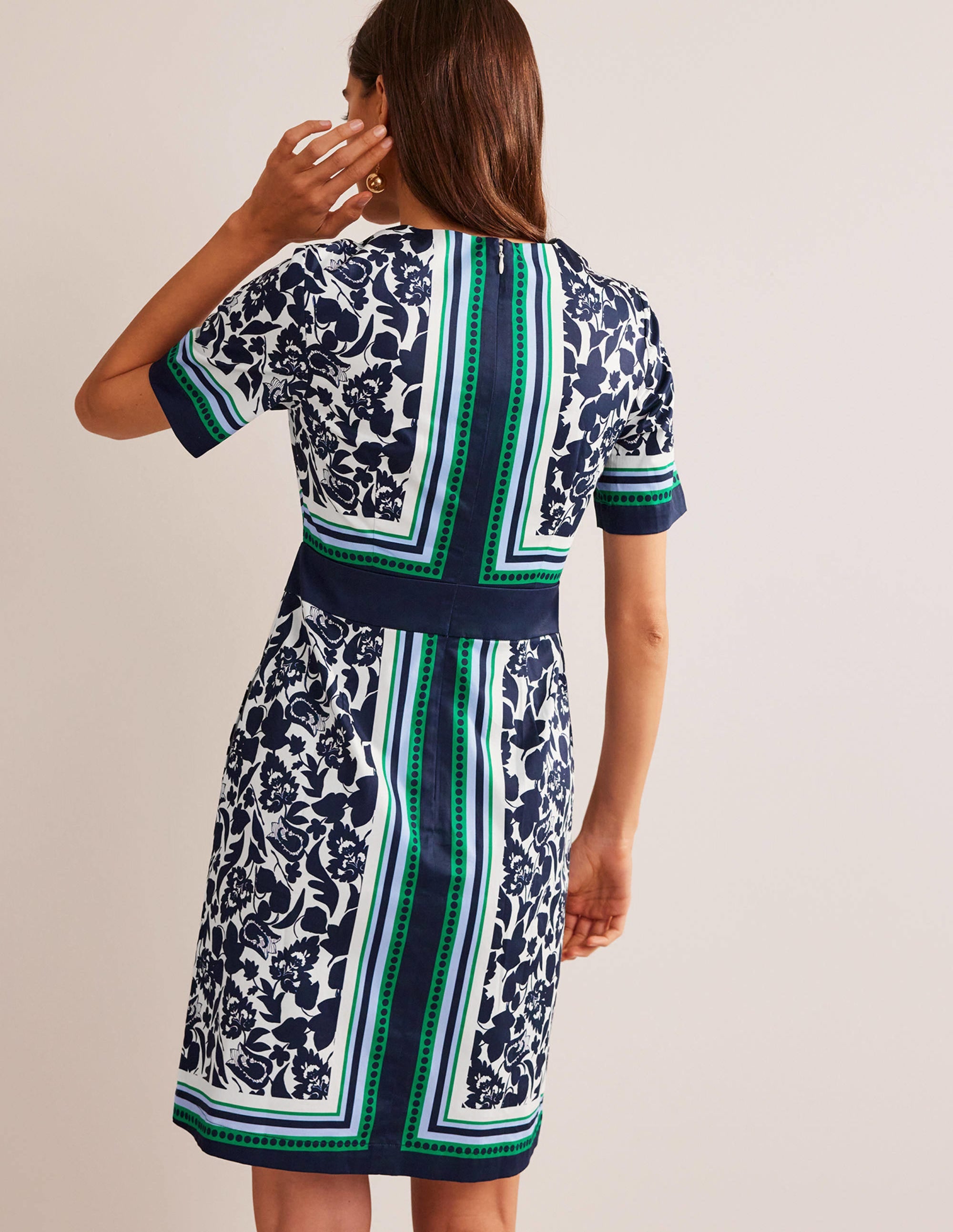 Robe fourreau Alexa en coton-Bleu marine, motif Tulip Bloom - Image 3