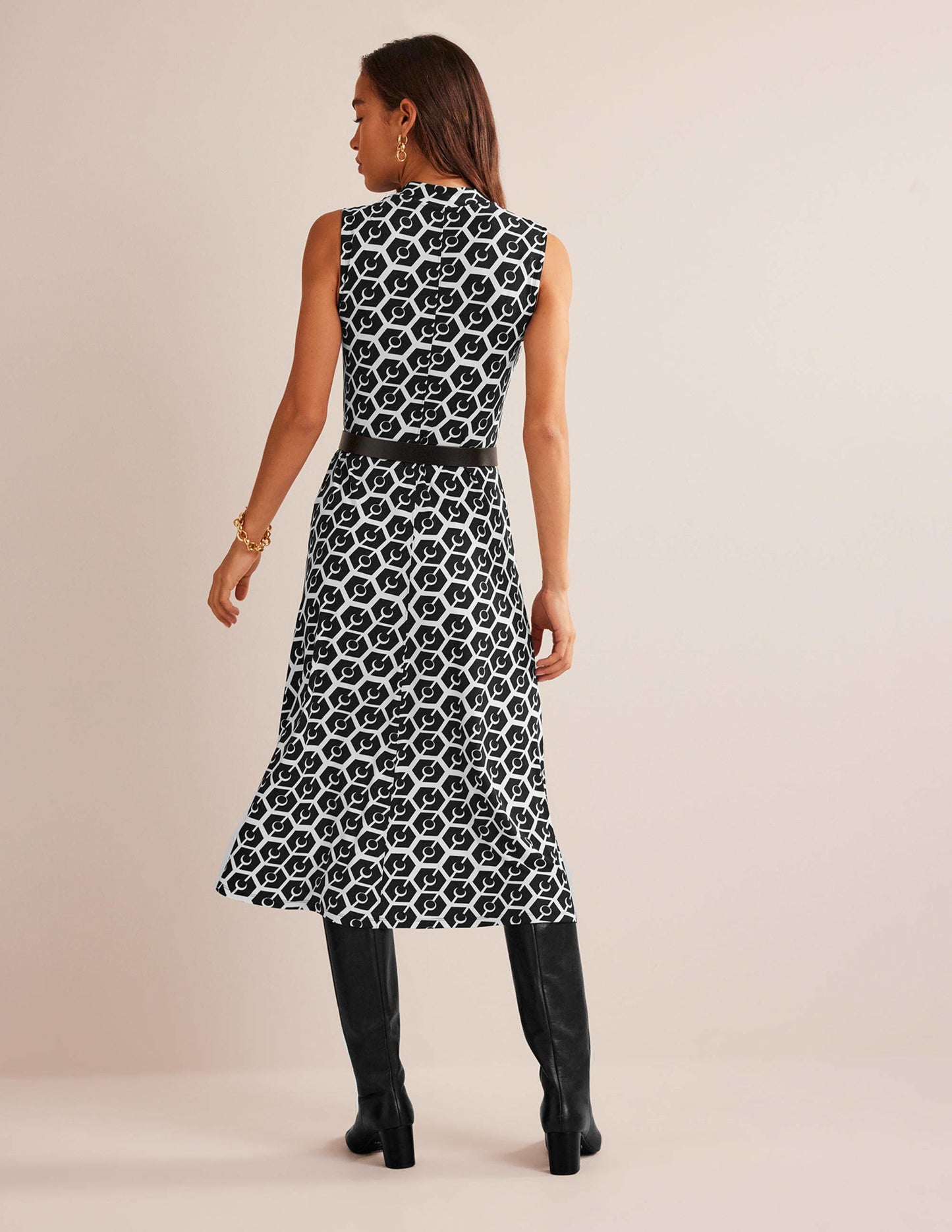 Ärmelloses Jersey-Midikleid-Schwarz, Reverie