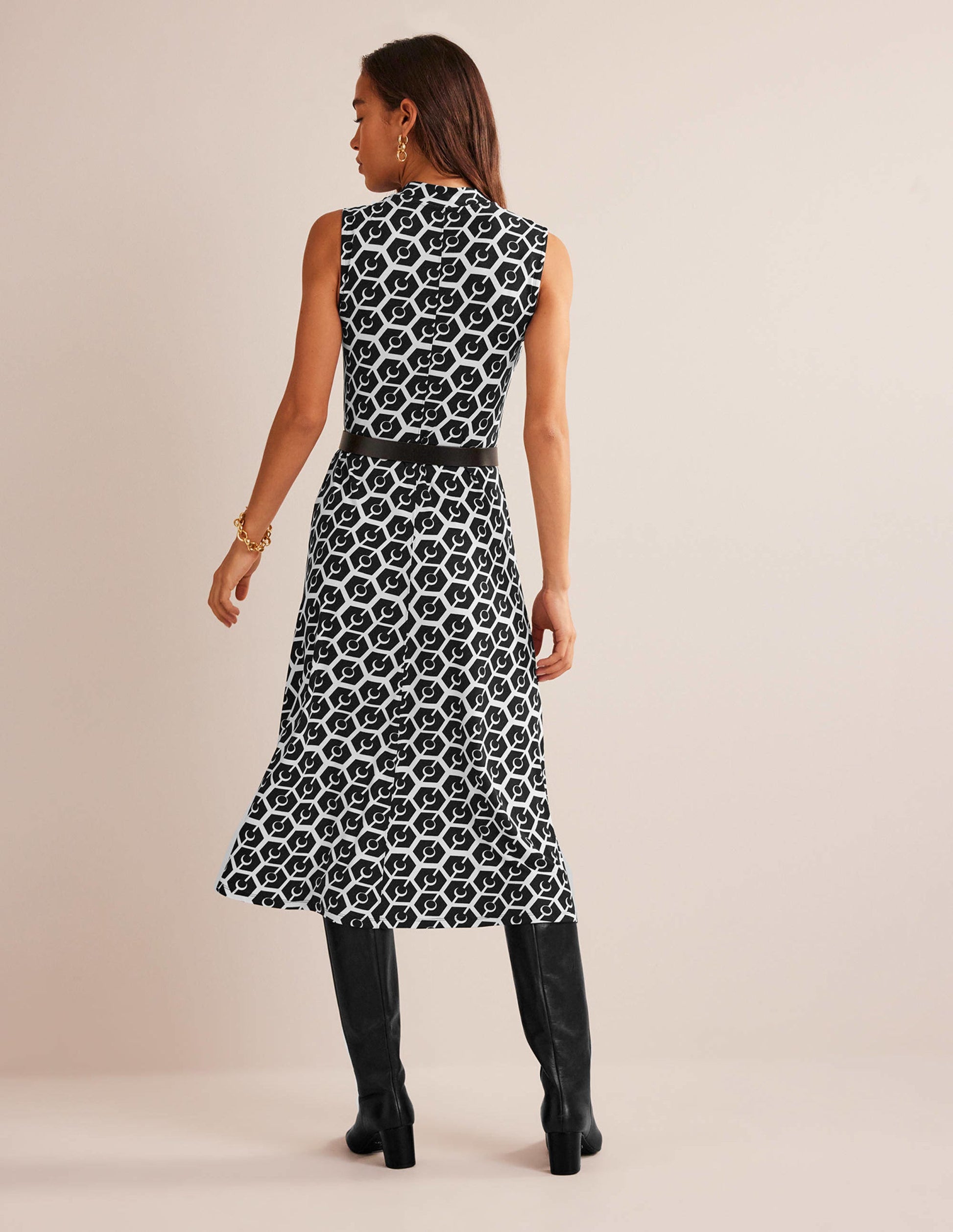 Ärmelloses Jersey-Midikleid-Schwarz, Reverie-3
