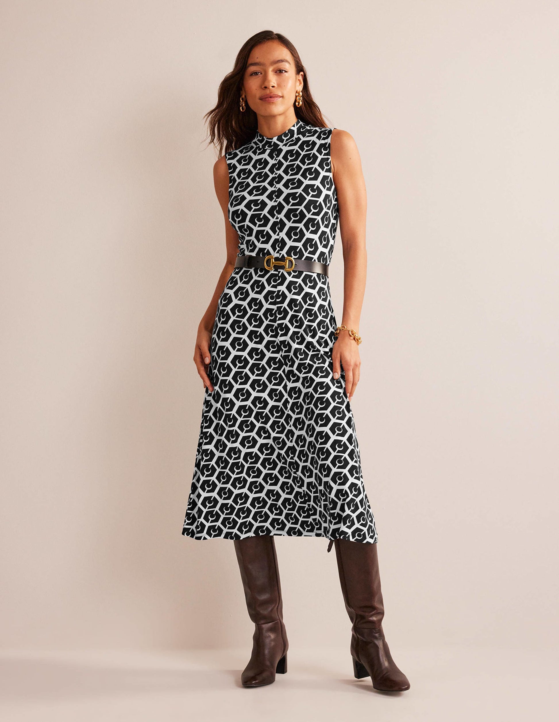 Ärmelloses Jersey-Midikleid-Schwarz, Reverie-6
