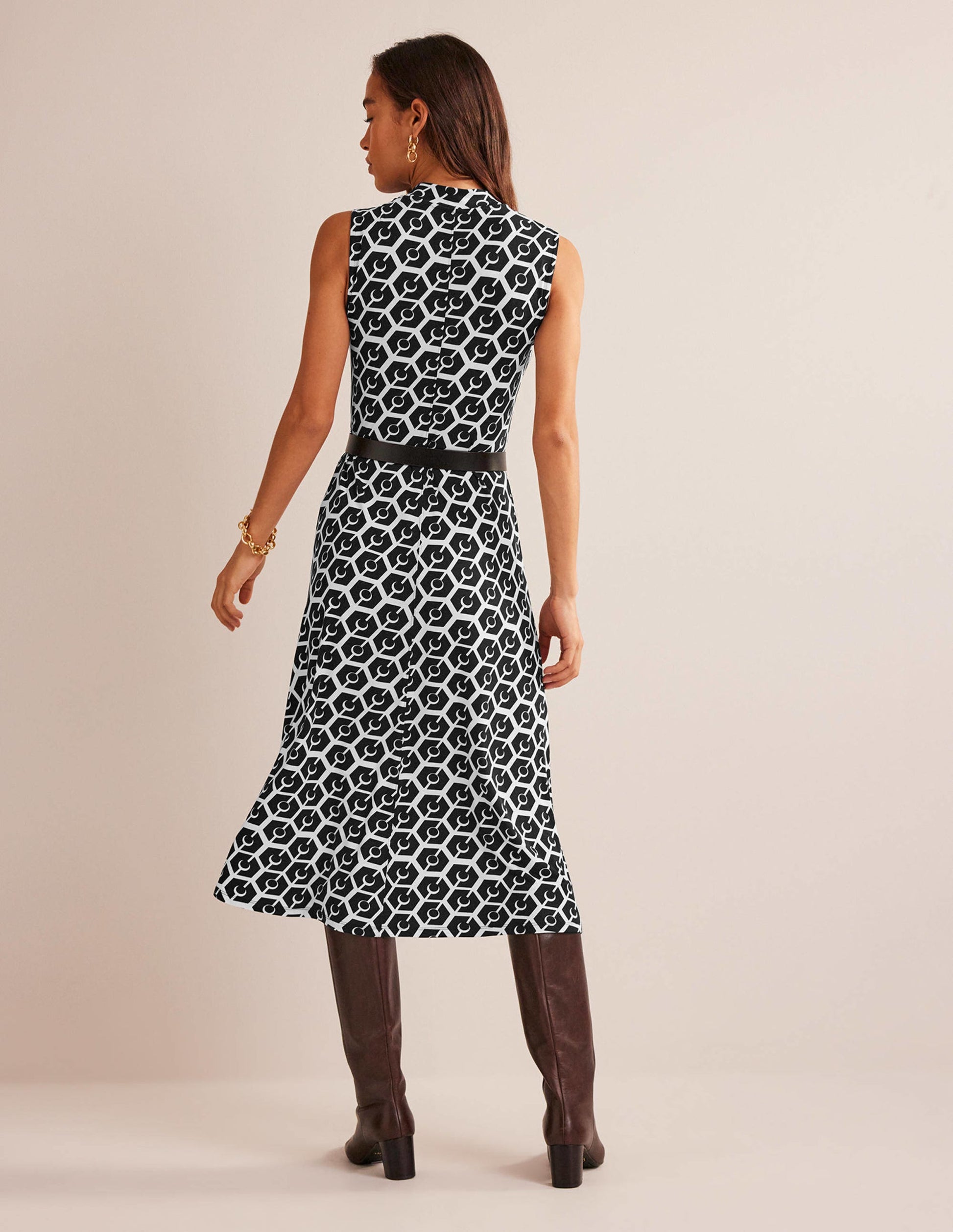 Ärmelloses Jersey-Midikleid-Schwarz, Reverie-7