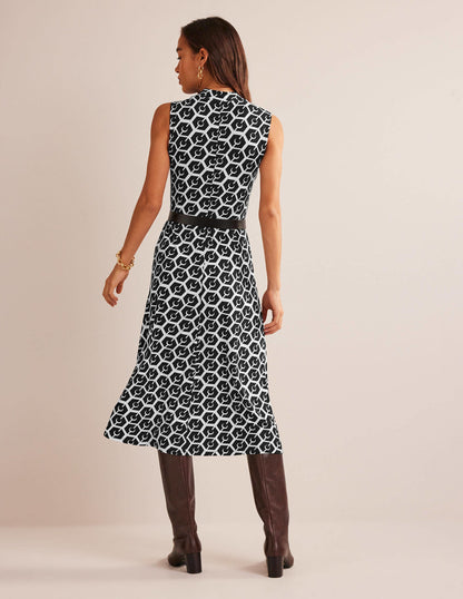 Ärmelloses Jersey-Midikleid-Schwarz, Reverie-7