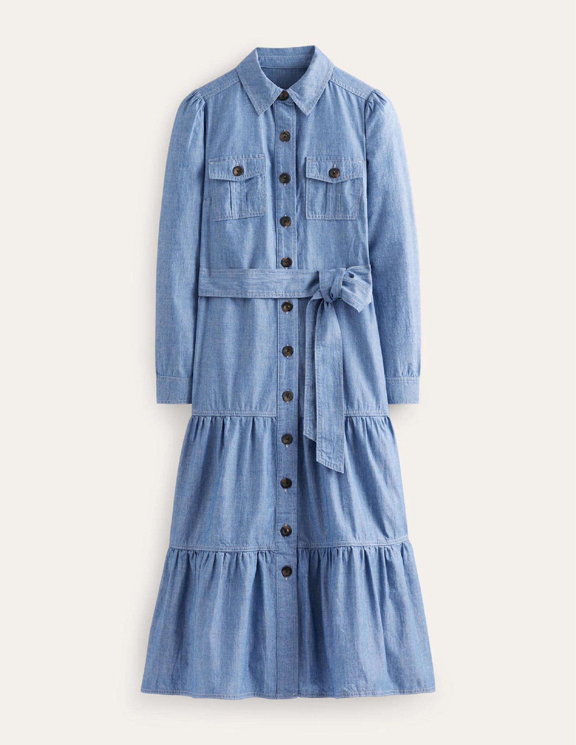 Robe-chemise midi Lily en chambray-Chambray-5