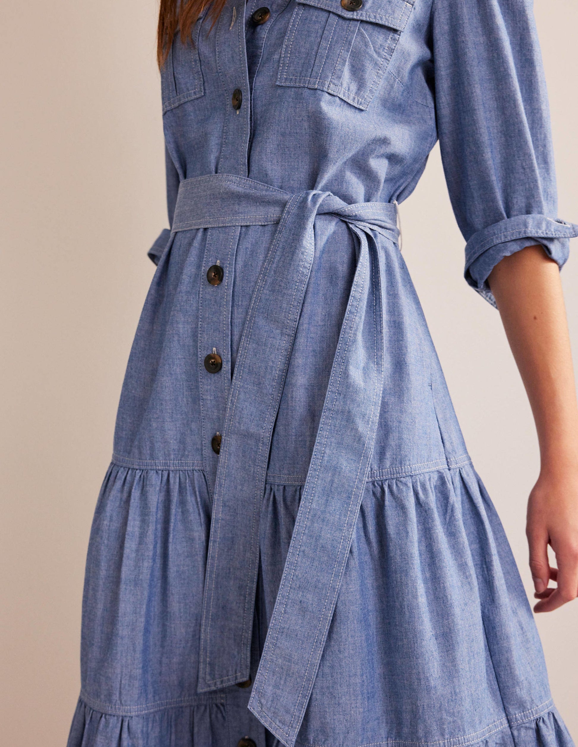 Robe-chemise midi Lily en chambray-Chambray-2