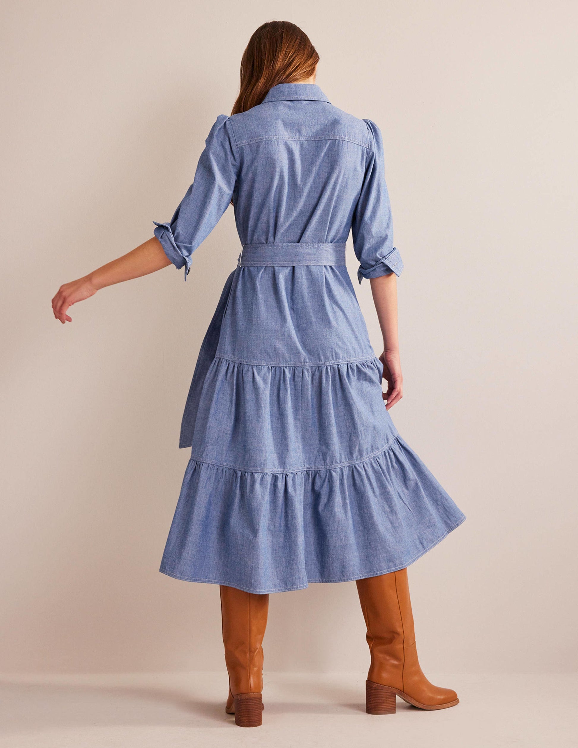 Robe-chemise midi Lily en chambray-Chambray-3